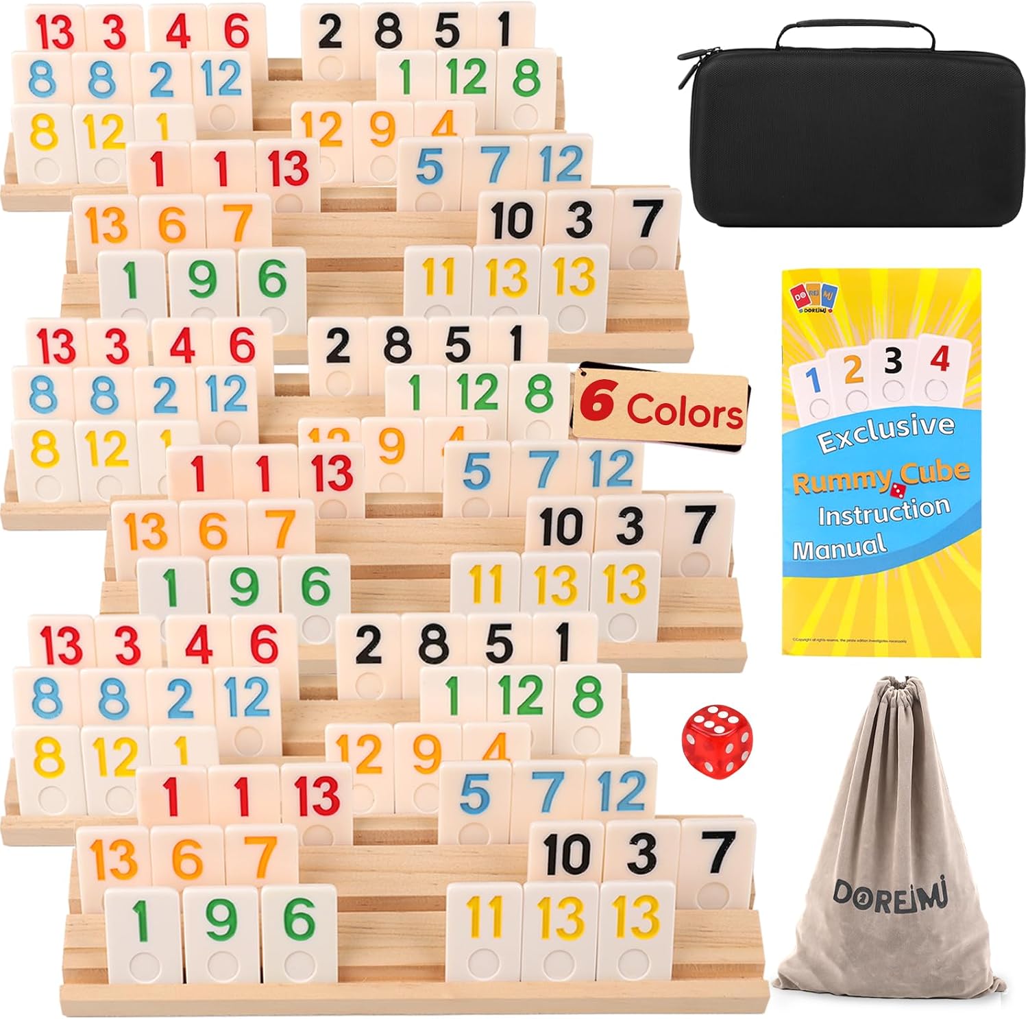 Detalle de Doreimi Premium Rummy Cube Game Set โ 162 tiles ๐ฒ