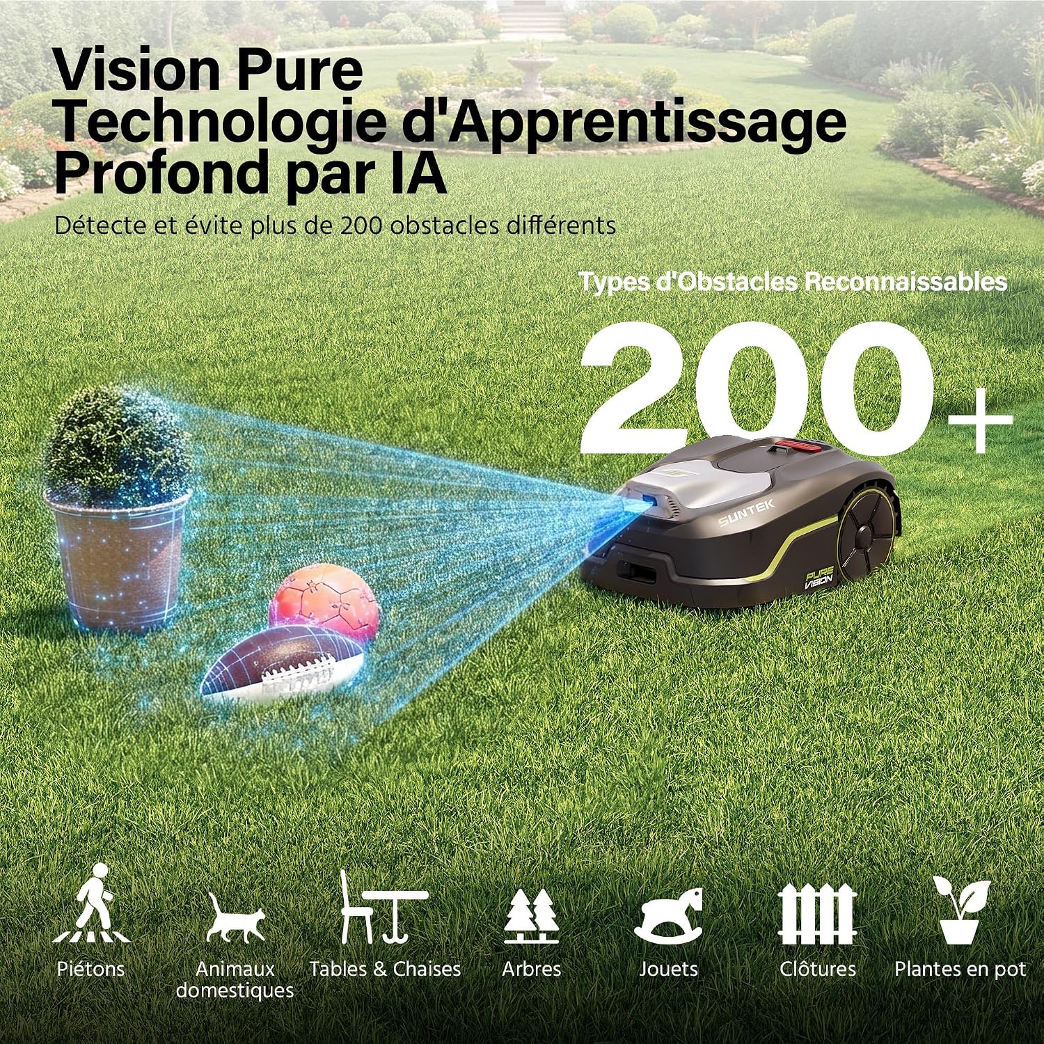 Detalle 2 de SUNKTEK Robot tondeuse IA 250 m²