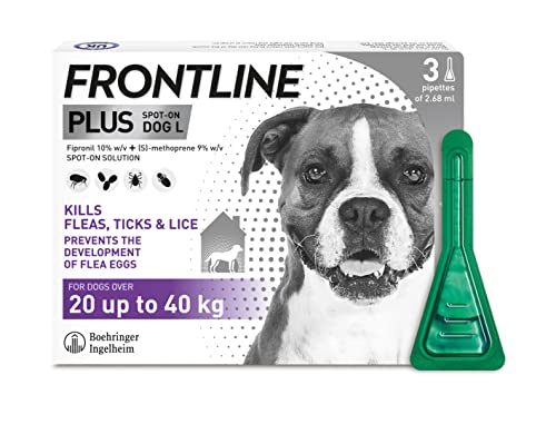 Detalle de FRONTLINE Plus Flea & Tick Treatment for Large Dogs - 3 Pipettes