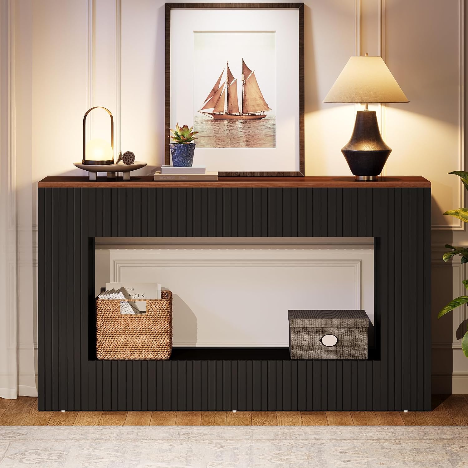Detalle de Tribesigns J0313 Modern Console Table, 55-Inch, Two-Tier Storage