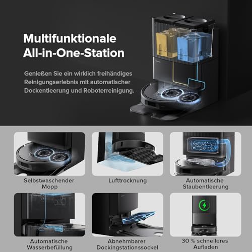 Detalle 2 de roborock QV 35A Set Saugroboter mit Wischfunktion – 8000 Pa Kraft, LiDAR-Navigation, Selbstreinigung