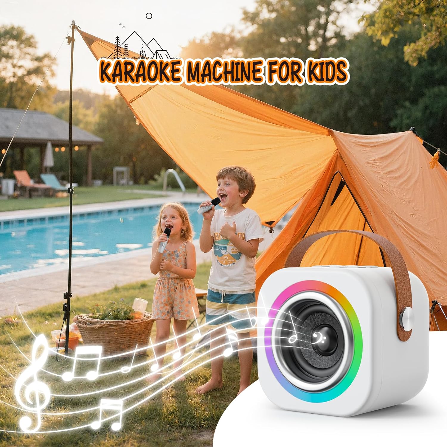 Detalle de Mini Karaoke Machine for Kids with 2 Wireless Mics (Ages 3–12+)