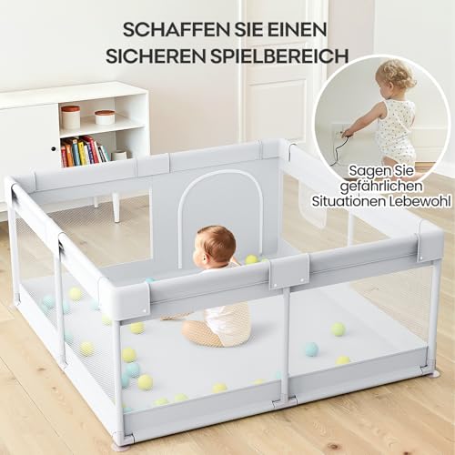 Detalle de Julrrimg Petit Parc Bébé Gris 120×120 cm – Parc Enfant et Parc de Jeu