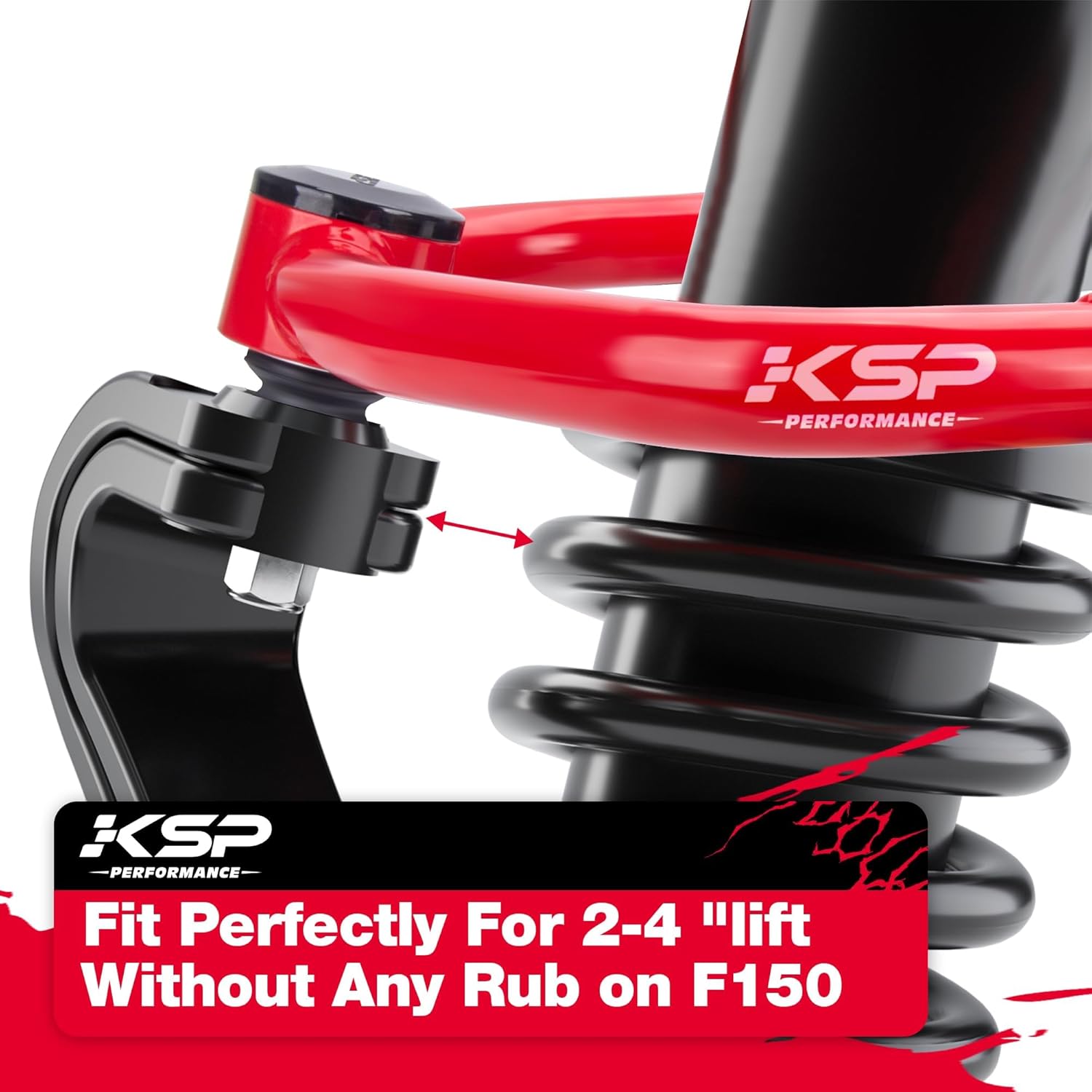Detalle 1 de KSP 2–4" Upper Control Arm Replacement for 2004–2020 Ford F-150 (Adjustable Ball Joint, Red)