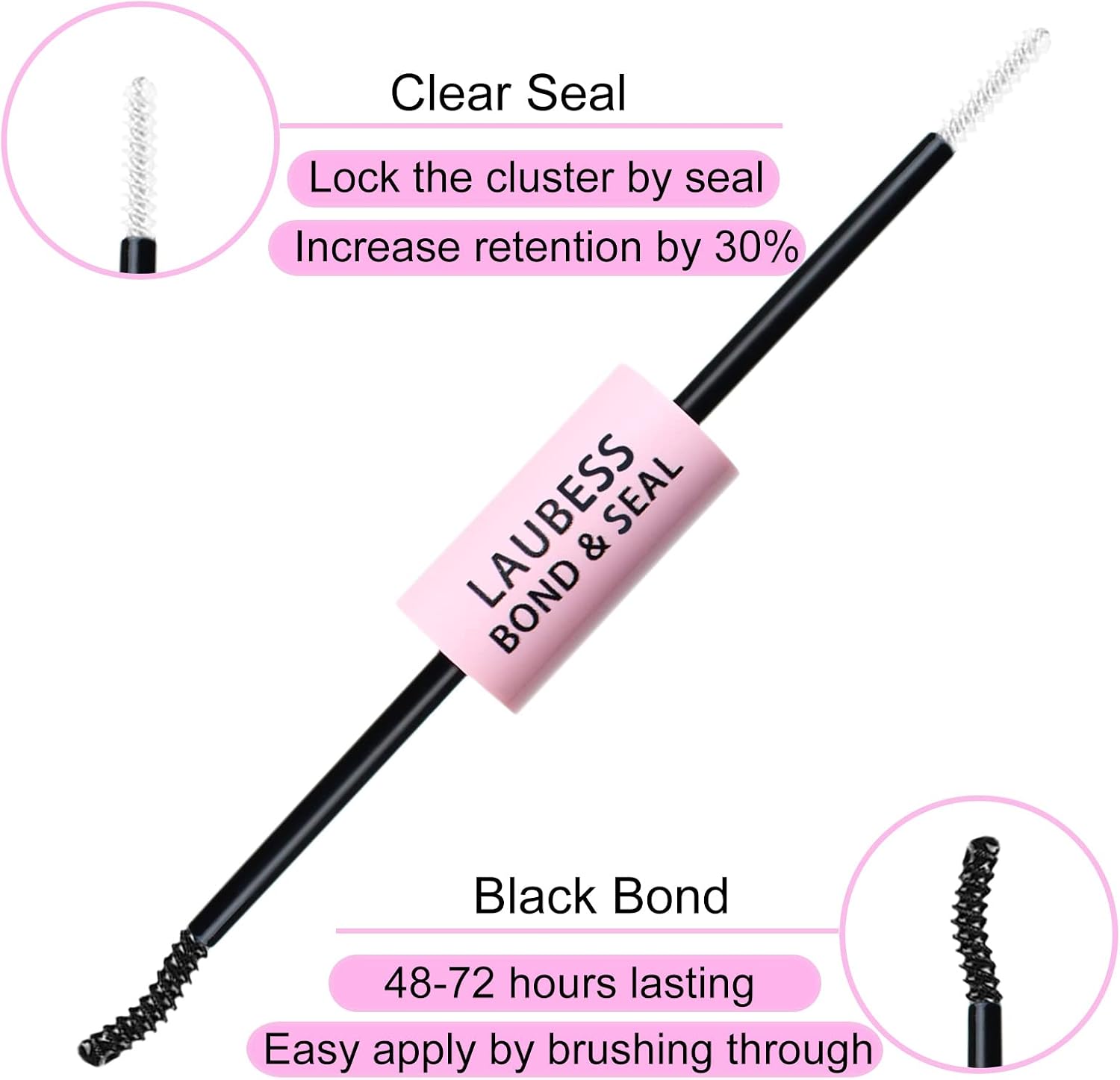 Detalle de LAUBESS まつげ用ボンド&シール 2in1 ブラックボンド・クリアシール 5ml+5ml