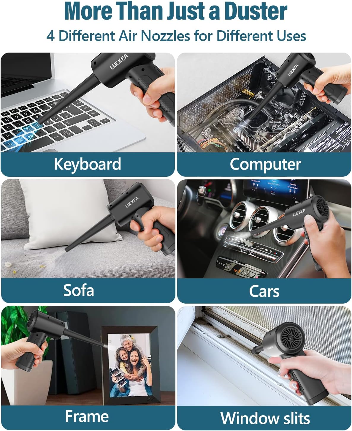 Thumbnail 6 de Elektrische Staubgebläse Druckluftspray für PC Reinigung – 3-Gang Air Duster mit LED-Licht