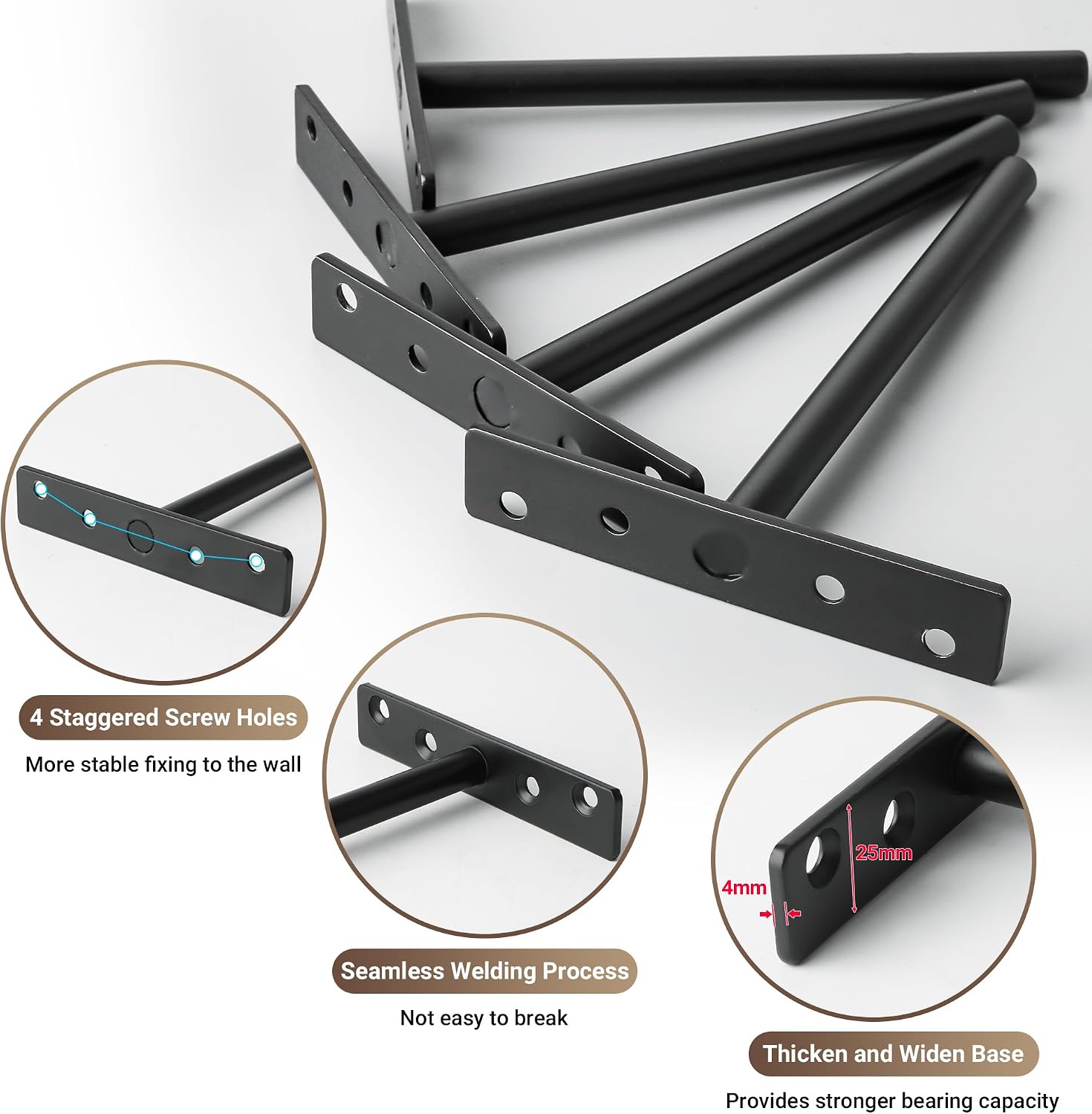 Detalle 2 de Sayayo Floating Shelf Bracket, Invisible Hidden Heavy Duty Shelf Support (8 pcs) EJY8006B-8P