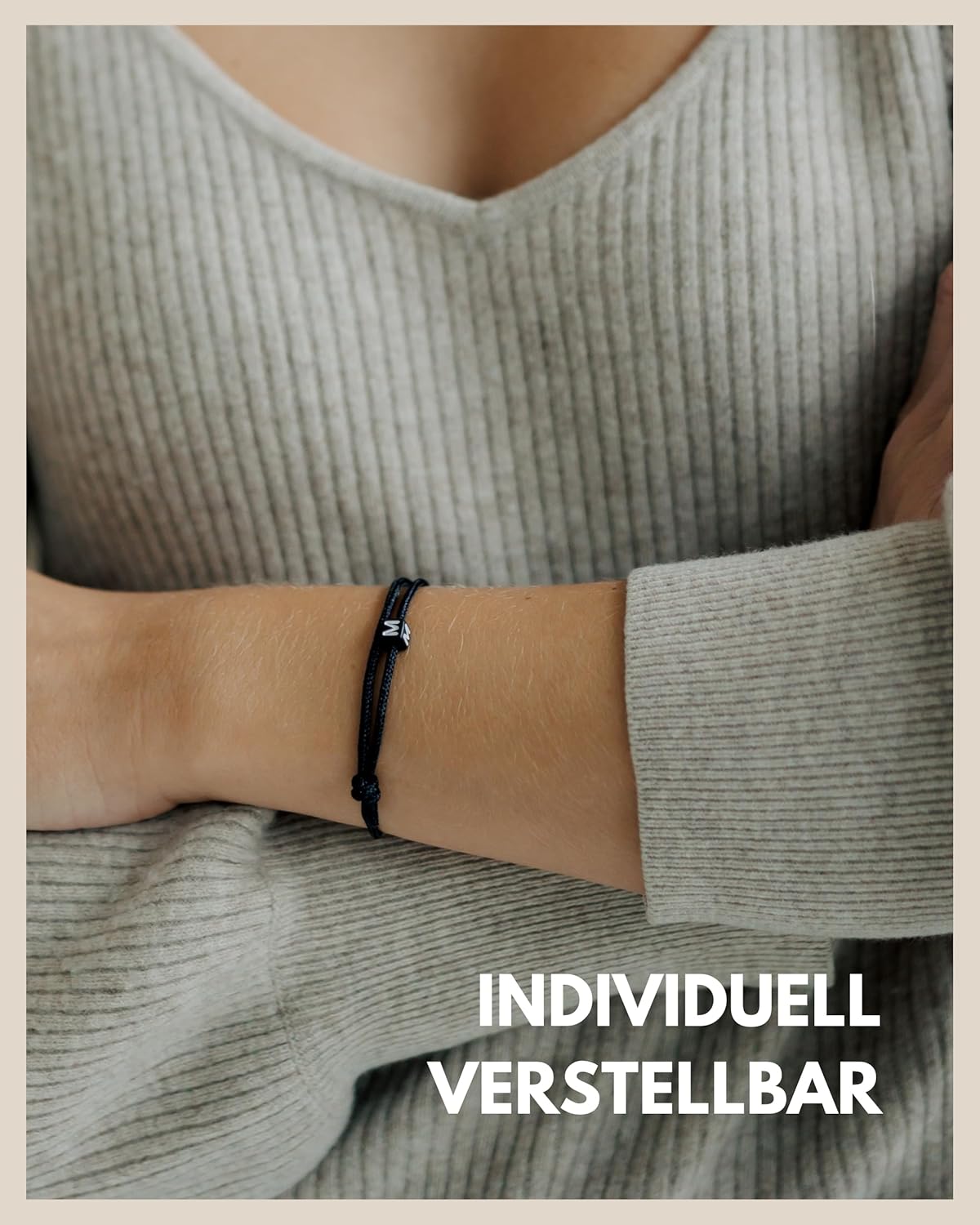 Thumbnail 3 de GD GOOD.designs Armband mit Buchstaben – Verstellbares Partnerarmband (14–25 cm) mit schwarz geflochtenem Seil