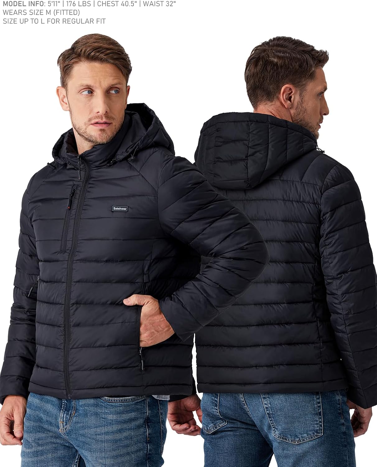 Detalle de Soleilwear Graphene Heated Jacket for Men, 16000mAh Battery, 6 Heat Zones