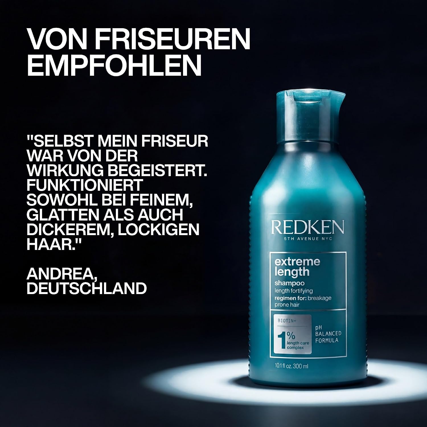 Detalle de Redken Extreme Length Shampoo mit Biotin gegen Haarbruch – für lange & starke Haare (1 x 300 ml)