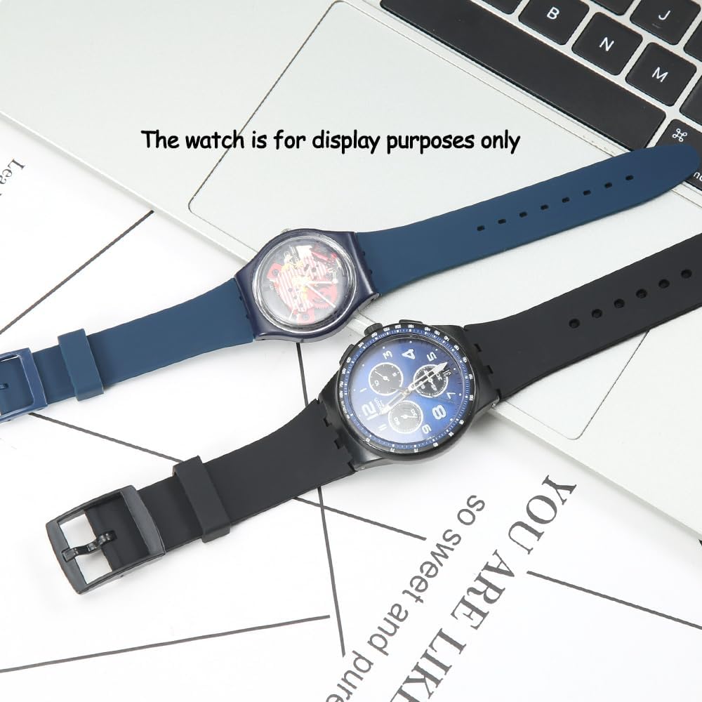 Detalle de XBDSW 2er-Silikon Uhrenarmband-Set für Swatch (17/19/20 mm) – wasserdicht, mit Werkzeug