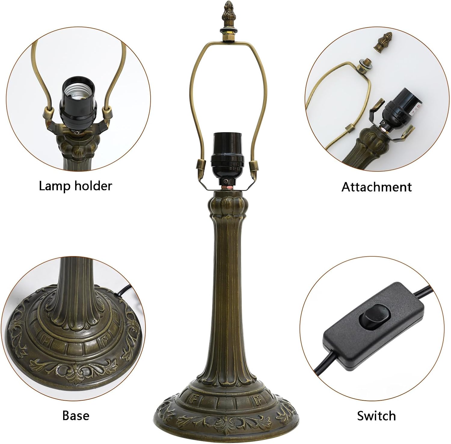 Thumbnail 4 de Blivuself Tiffany Lamp Green Liaison Style Stained Glass Table Lamp