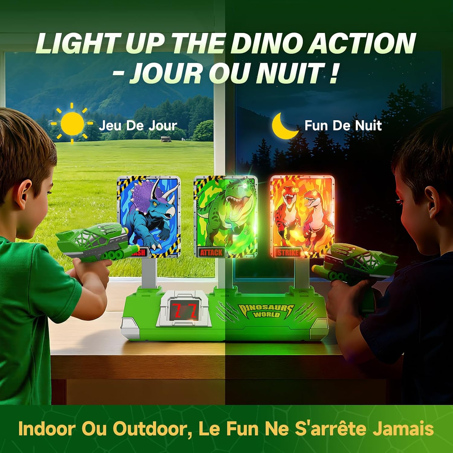 Detalle de Dinosaure Jouet Pistolet avec Cibles Lumineuses 10 fléchettes