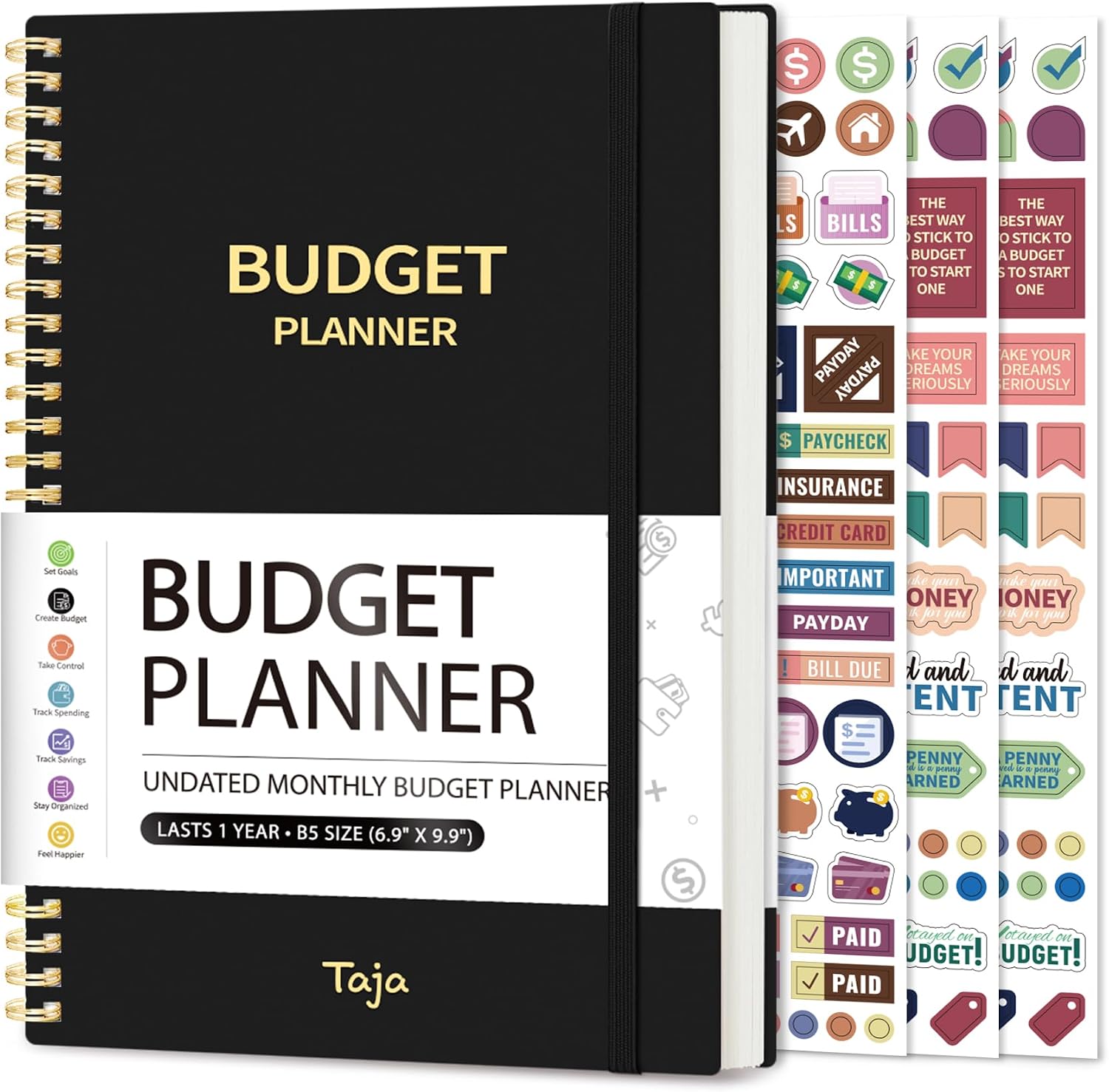 Detalle de Taja Budget Planner, Undated 150-Page Expense Tracker, 6.9" x 9.9