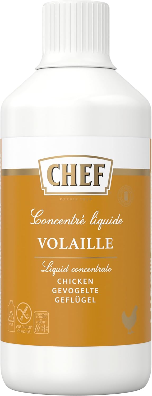Detalle de CHEF Concentré Liquide Volaille – 69% Jus de Cuisson de Poulet, 980 ml