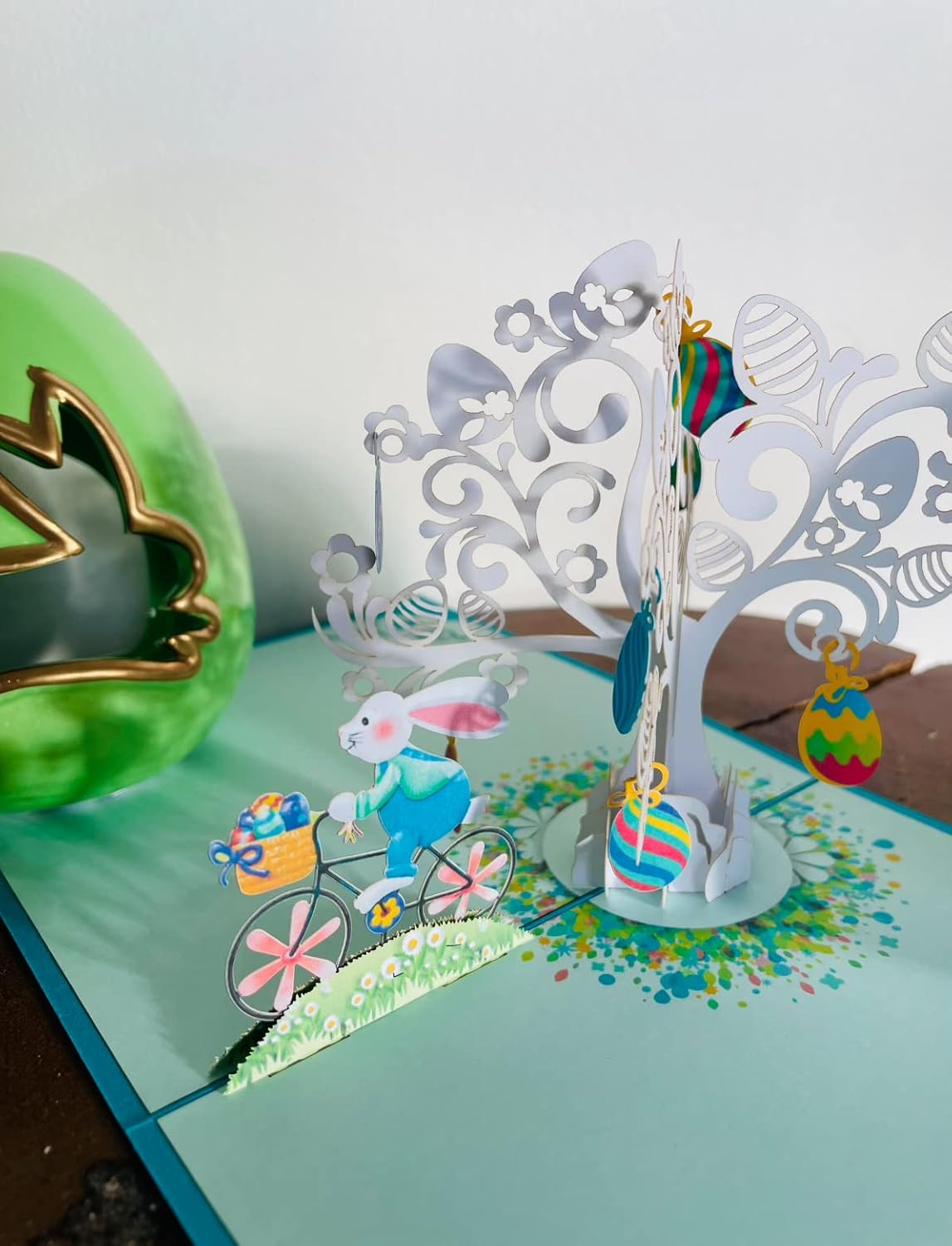 Thumbnail 2 de Happy Easter Bunny Bike pop up card 15cm
