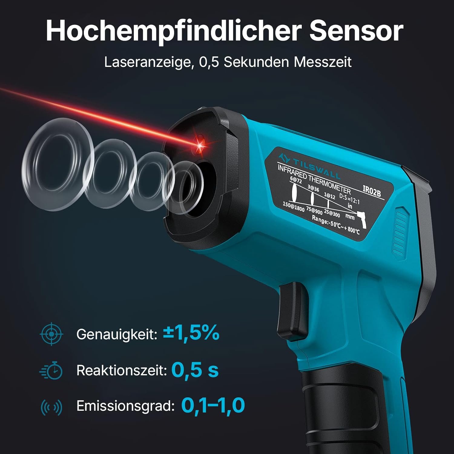 Detalle 2 de Tilswall IR Infrarot Thermometer 800°C