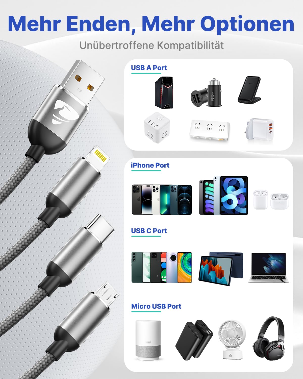 Thumbnail 6 de Multi USB Kabel 3 in 1 1,2M