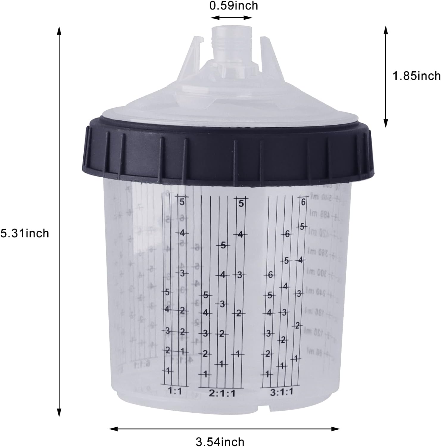 Thumbnail 4 de Aflybltol Lackierpistole: Becher-Set für HVLP-Farbsprühsystem (600 ml) mit Deckel & Liner, 50 Einwegdeckel, 10 Verschlussstopfen