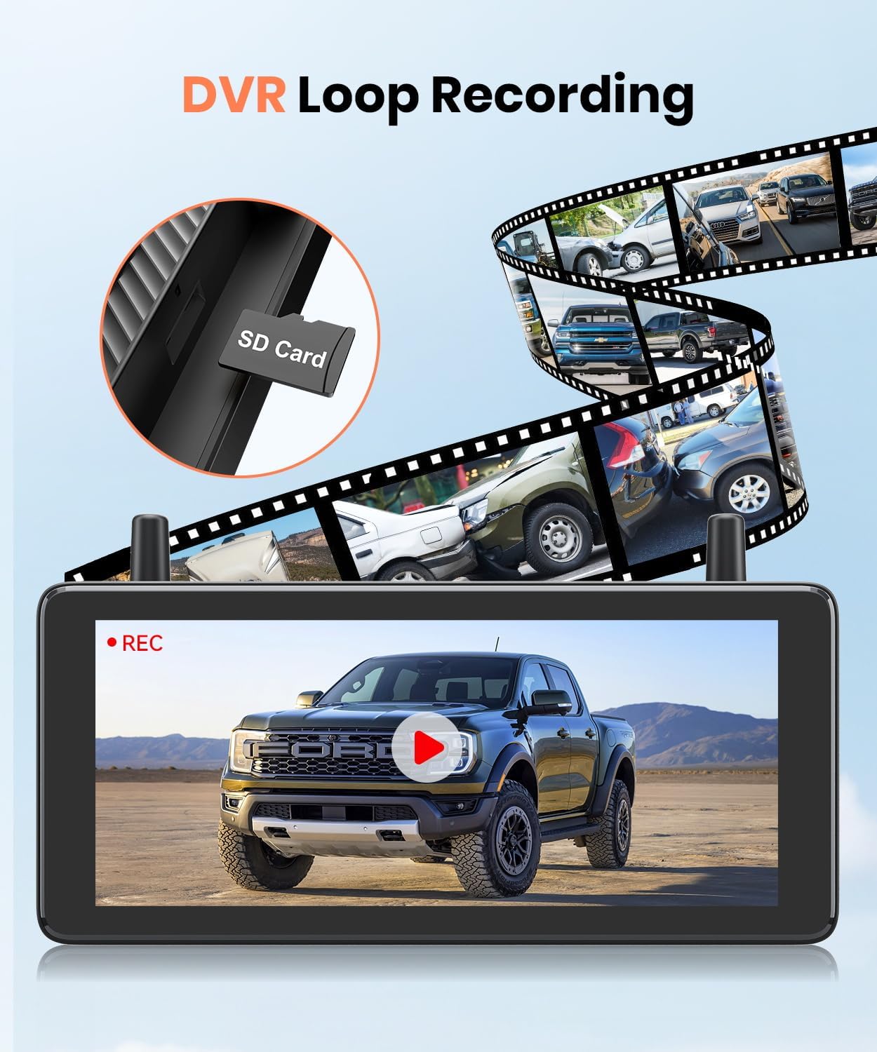 Thumbnail 6 de AUTO-VOX 7.2" DVR Portable Solar Wireless Backup Camera