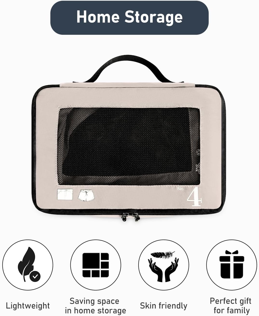 Thumbnail 6 de ECOHUB 7‑Piece Packing Cubes Set for Suitcase – Recycled PET Travel Organisers (Beige)