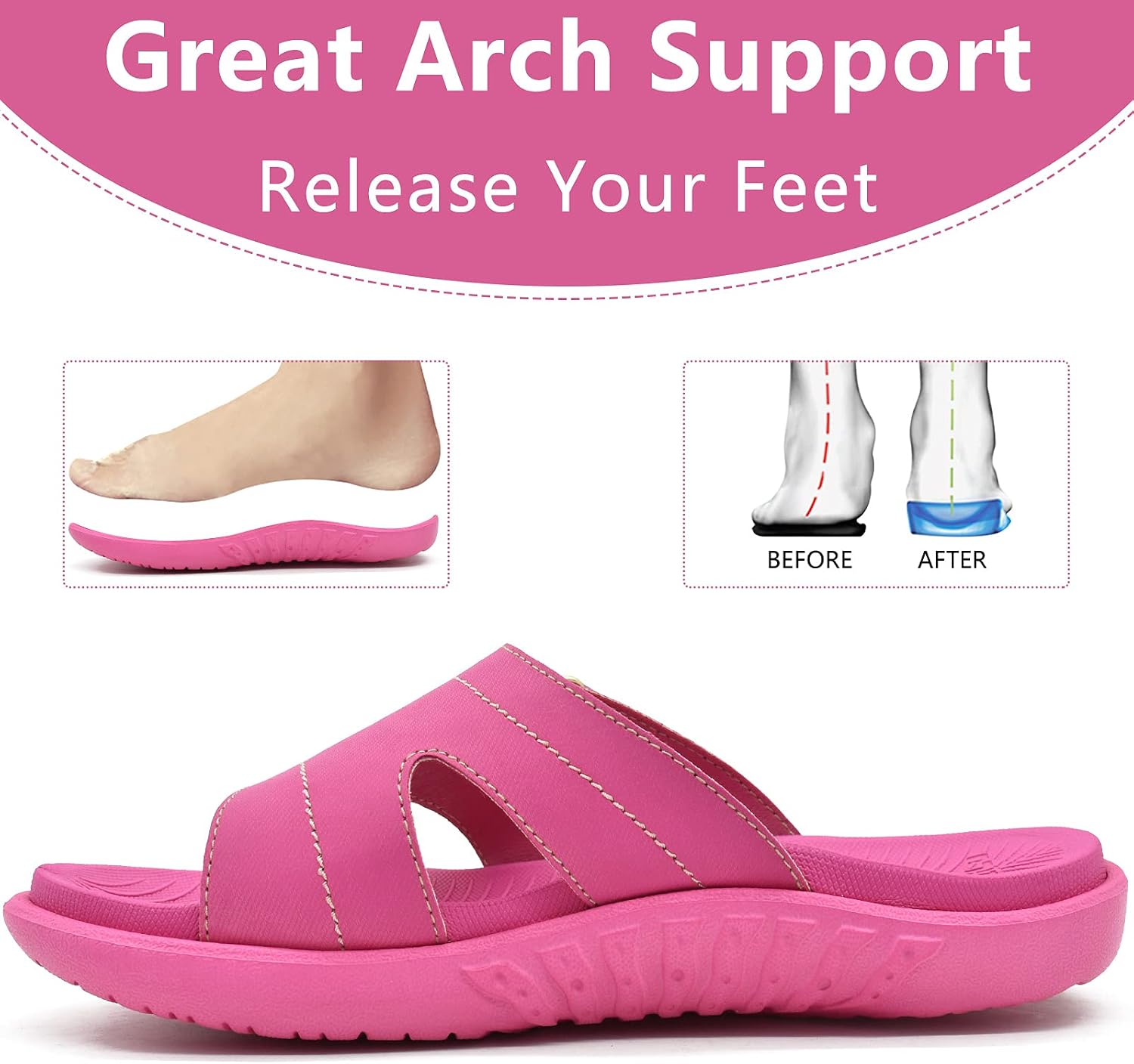 Thumbnail 6 de KuaiLu Women's Fashion Orthotic Slides: Cushioned, Arch-Support Sandals for Everyday Comfort