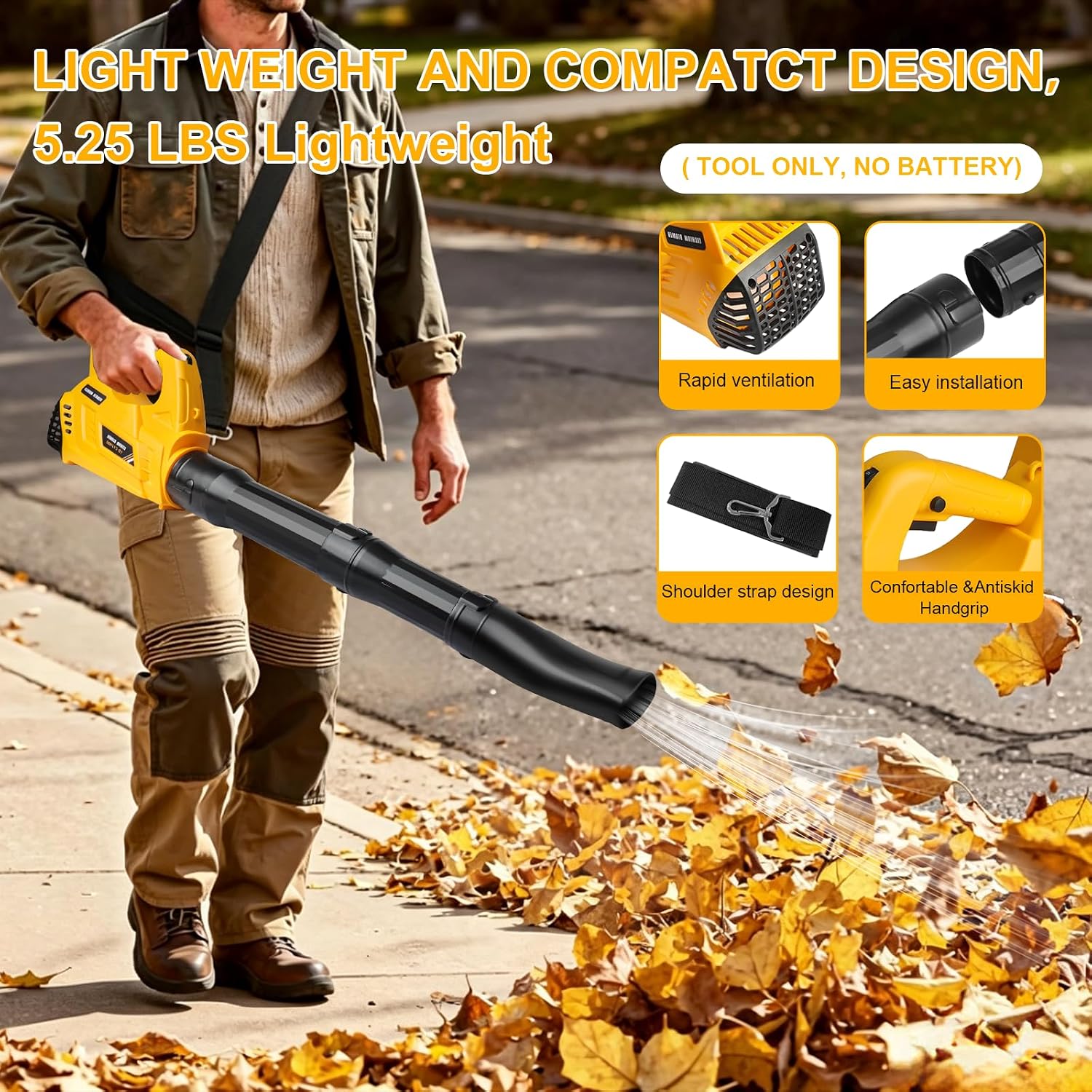 Thumbnail 5 de Powarobor YD-CYJ1802 accu-bladblazer voor DeWalt 18 V, 6 snelheden