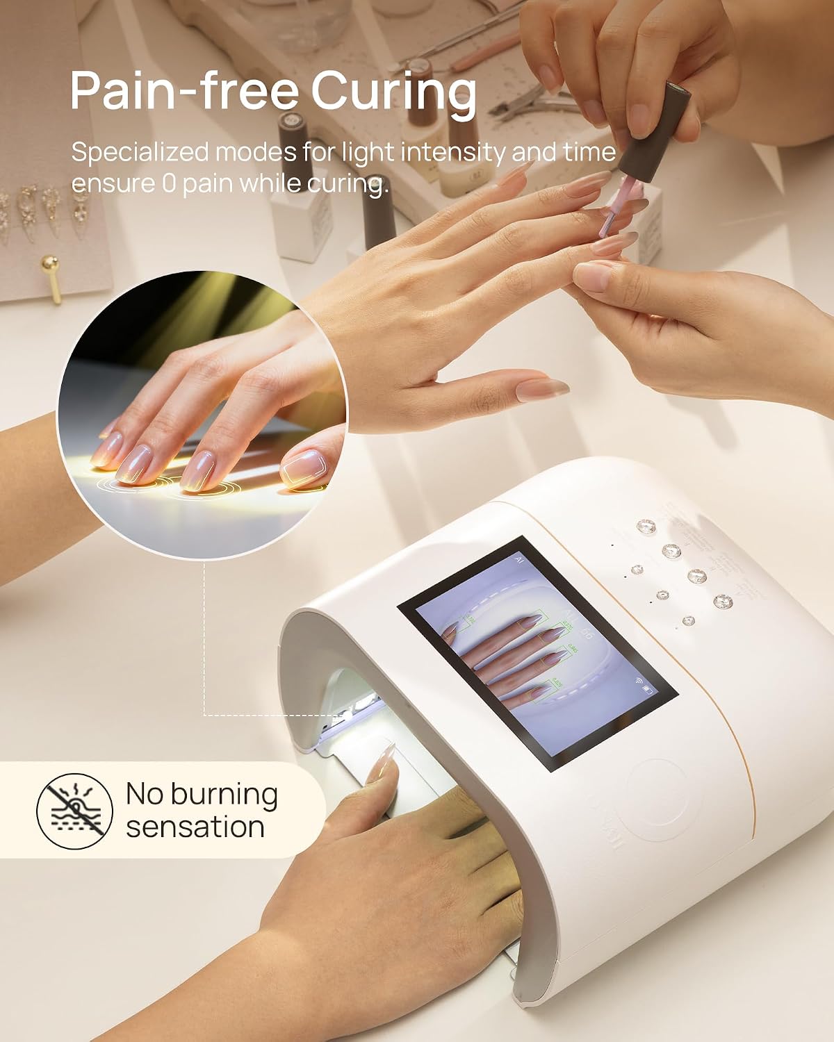 Detalle 2 de O NAIL AI Health Best Nail Lamp-O Precision Scan (2-in-1 AI Computer & Gel Dryer) with HD Live-View Screen, 109 LEDs