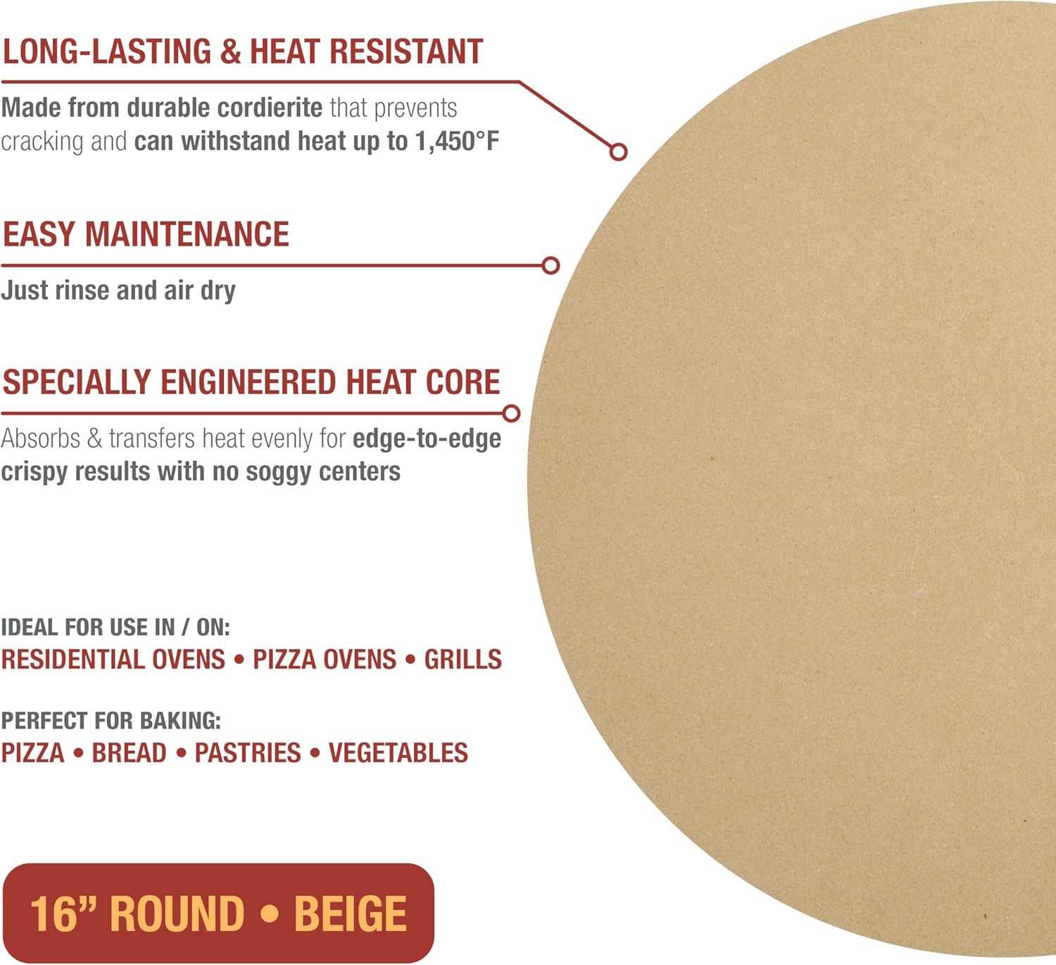 Thumbnail 1 de Old Stone Round Pizza Stone 16-Inch