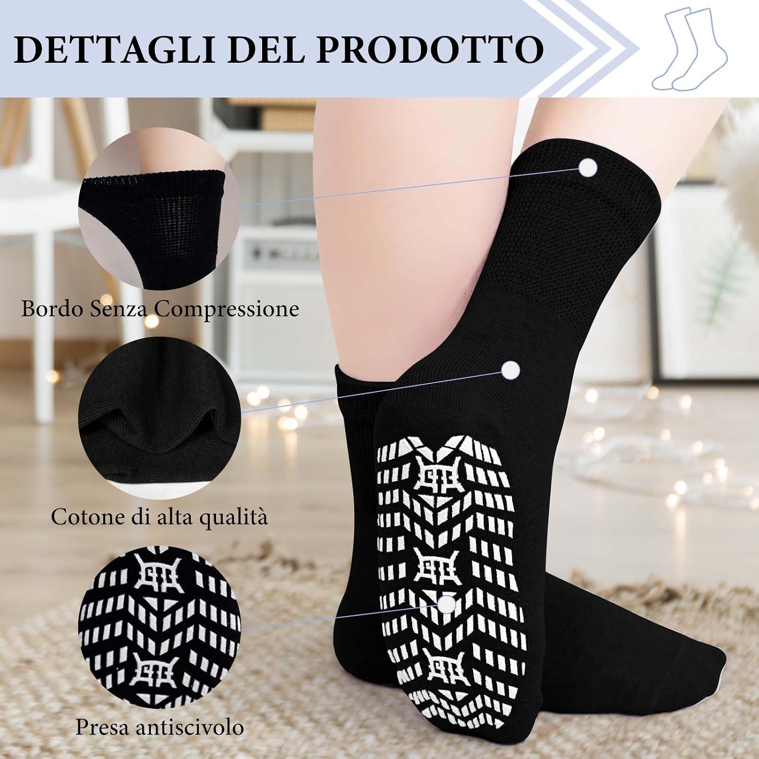 Thumbnail 3 de ZAKASA Calzini Antiscivolo Donna Cotone 5 Paia