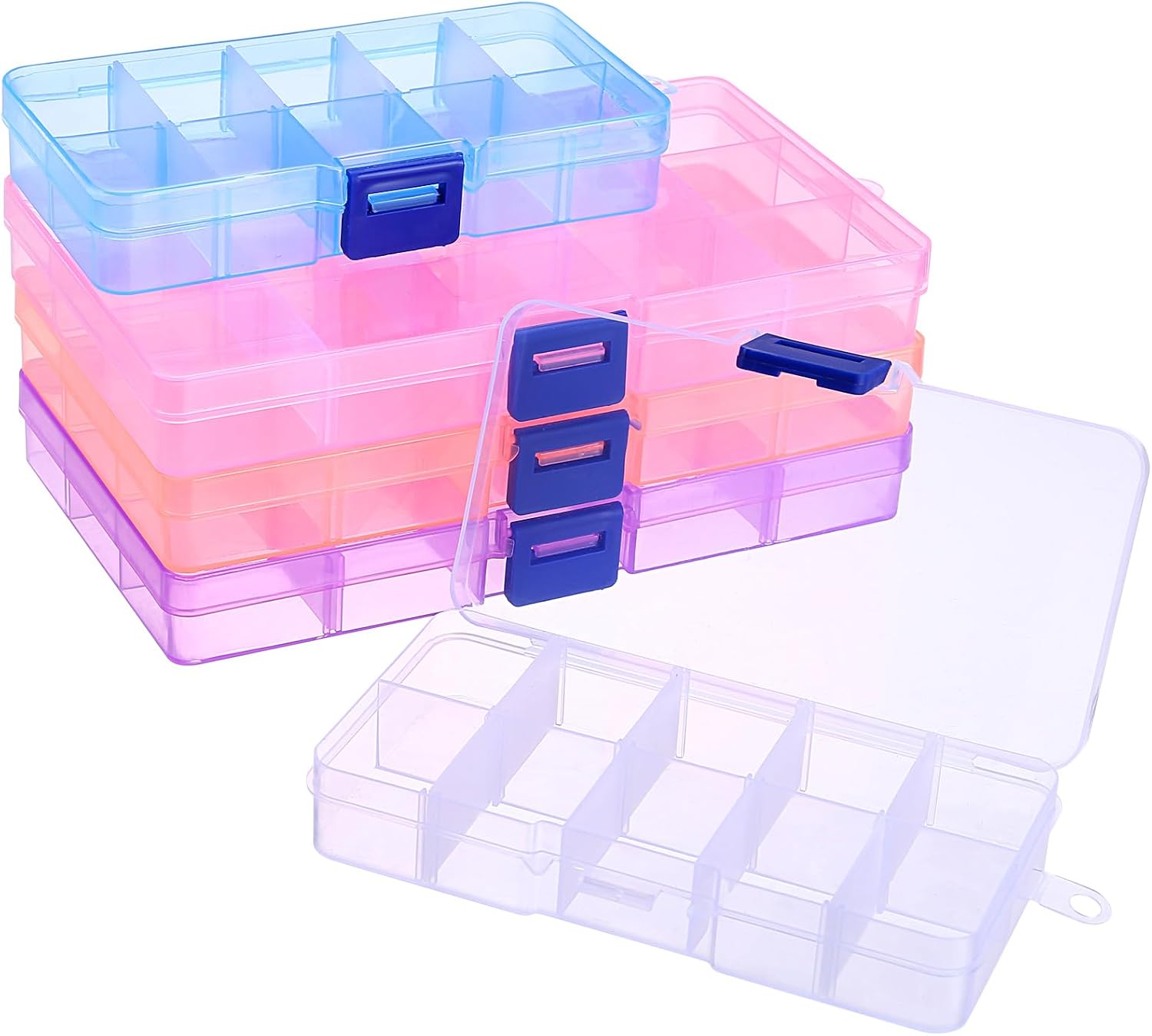 Detalle de Naler NL-EU-071 förvaringsaskar i plast, 10/15 fack, 5-pack