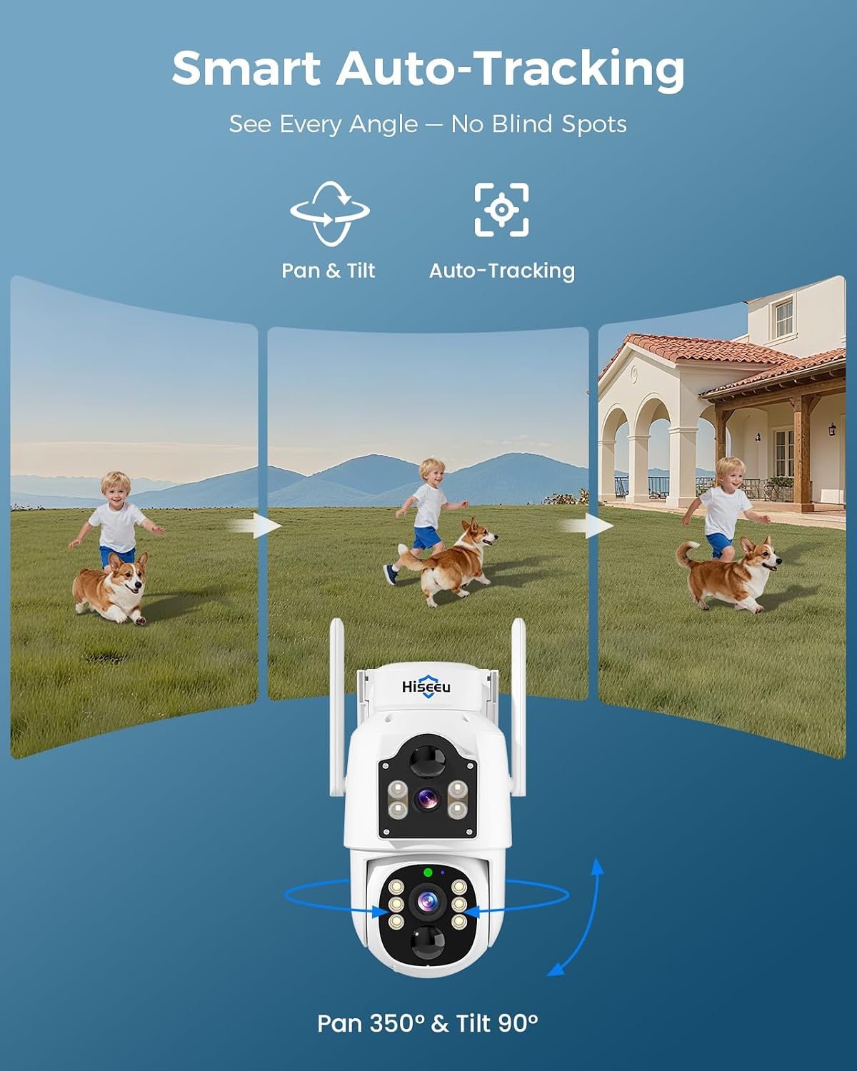 Thumbnail 2 de Hiseeu 4MP Solar Security Camera System, 4-Camera Kit with Dual-Lens Views