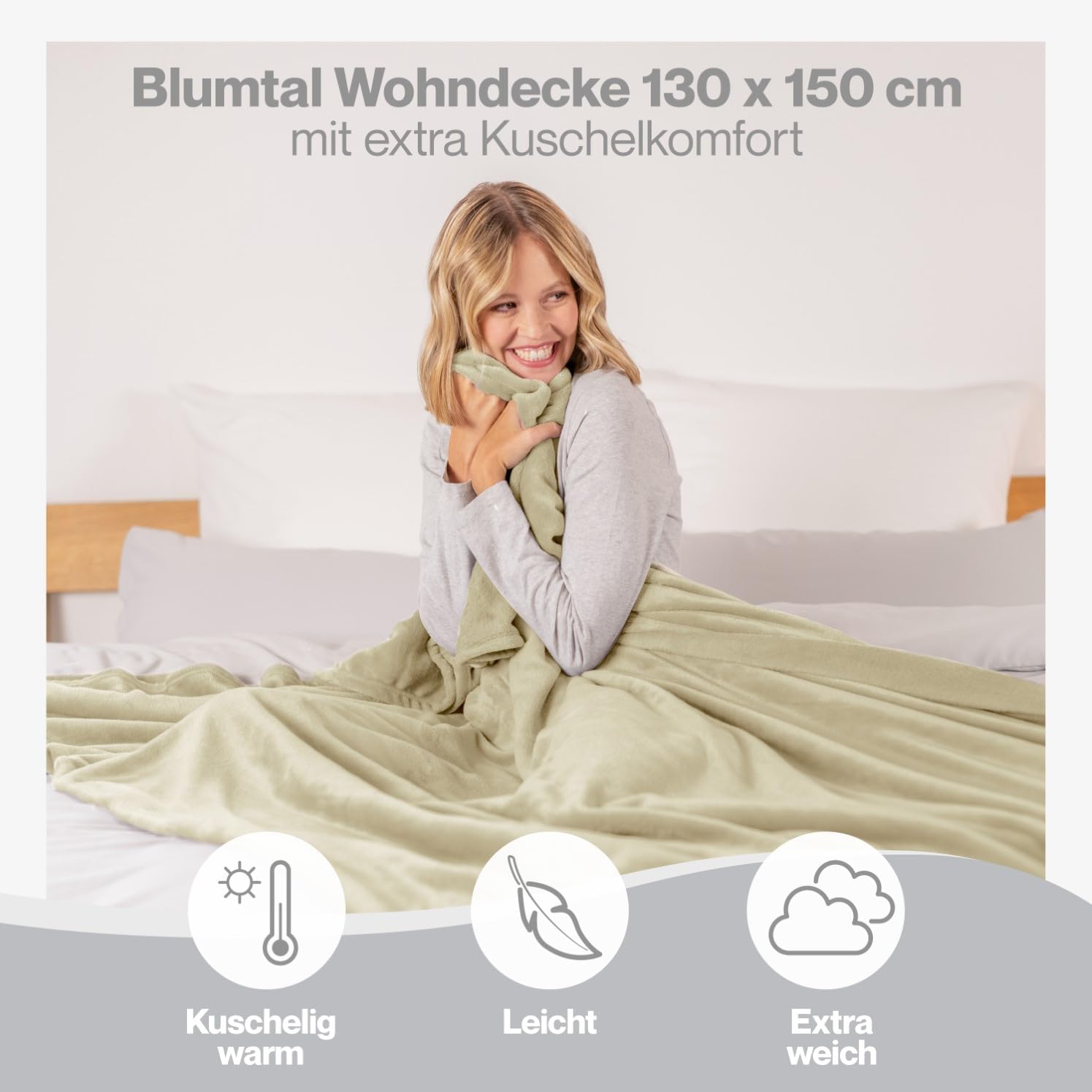 Thumbnail 3 de Blumtal Fleecedecke 130 x 150 cm – beige, OEKO-TEX zertifiziert
