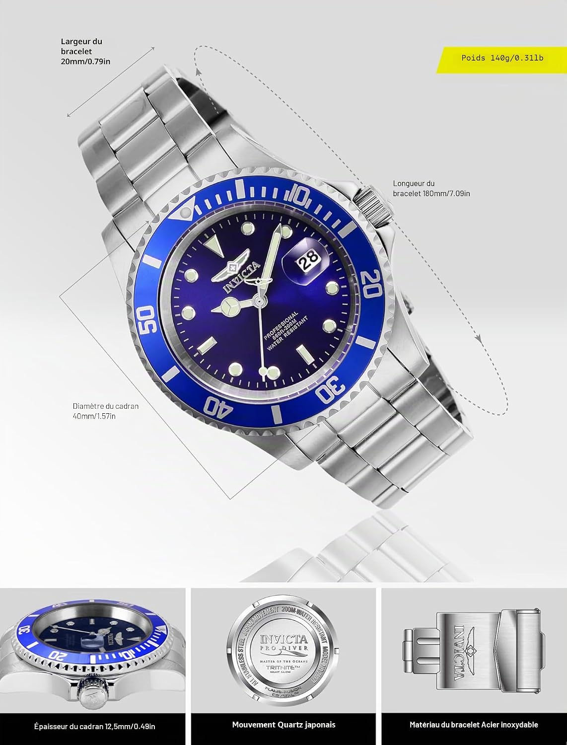 Thumbnail 2 de Invicta Pro Diver 26971 – Montre Homme Quartz en Acier Inoxydable, Ø40 mm