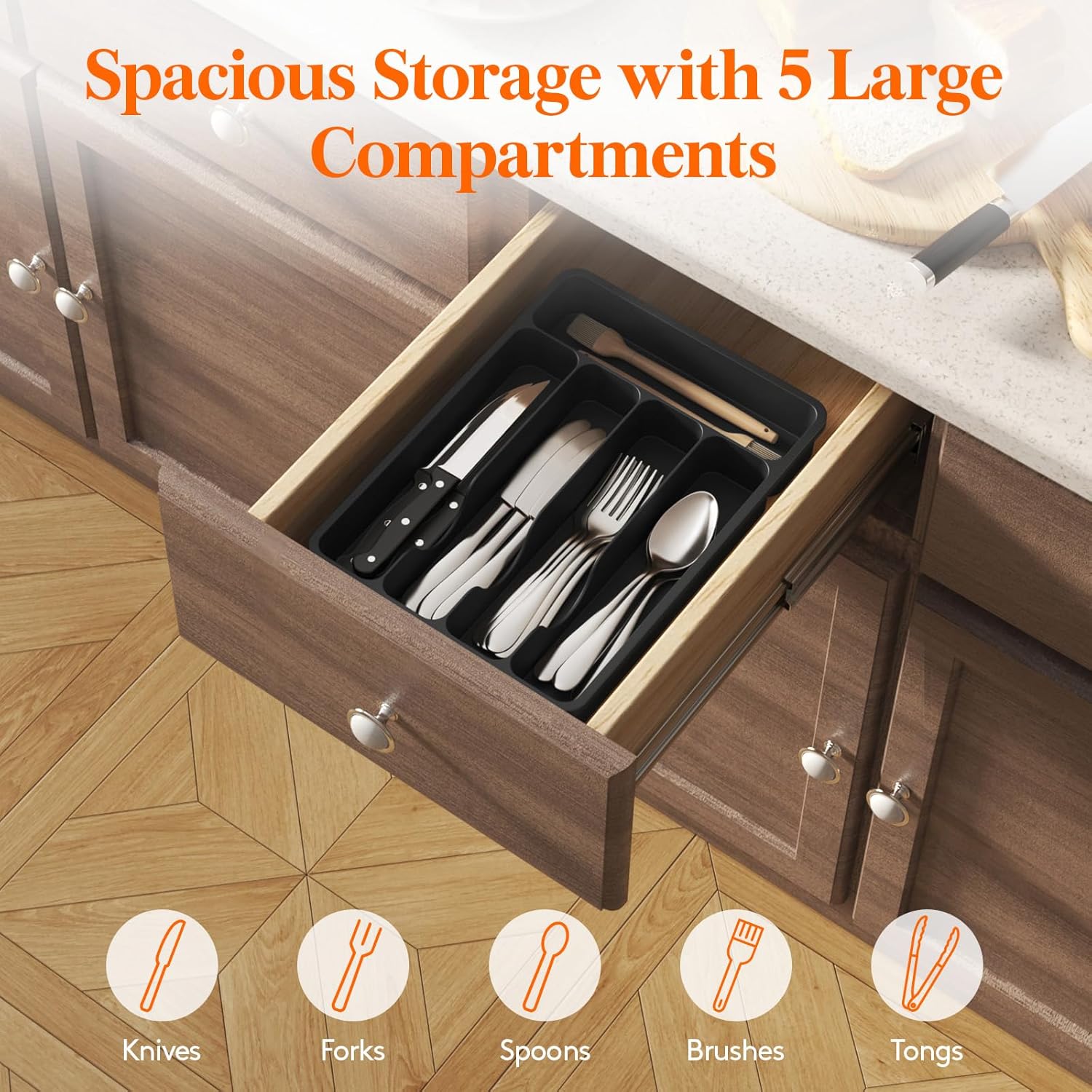 Detalle 2 de Lifewit Silverware Drawer Organizer Tray 9.1 x 12.6