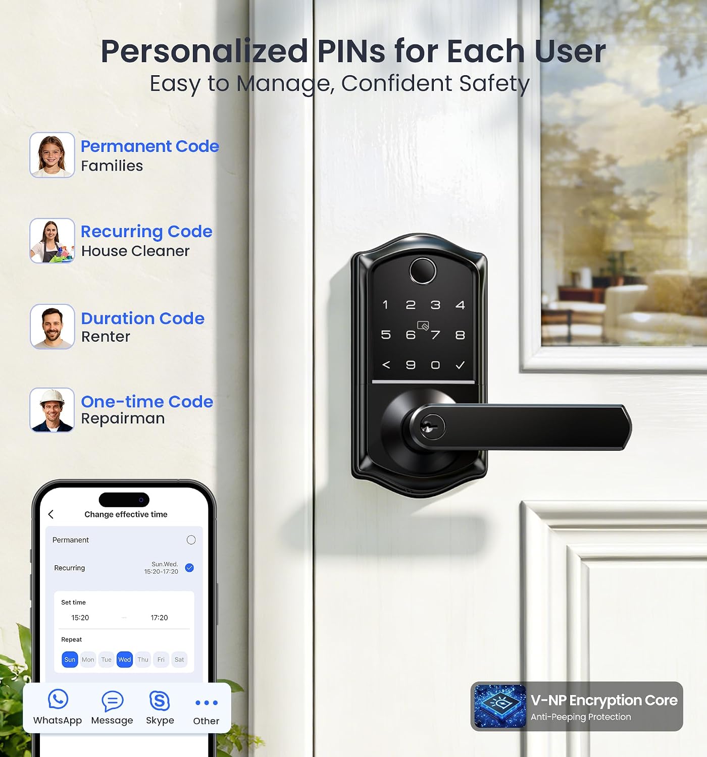 Detalle 1 de Veise Smart Lever Lock, Matte Black