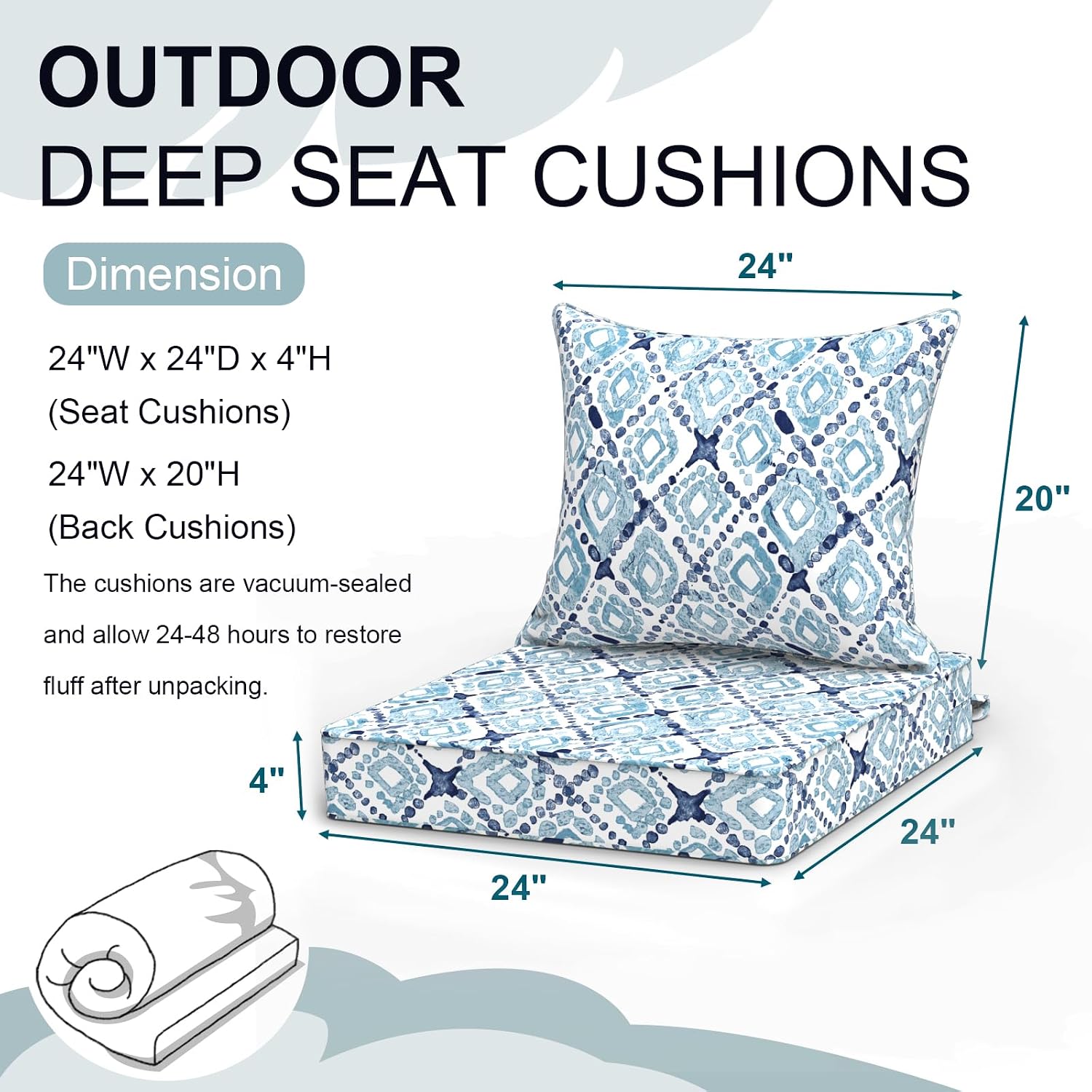 Detalle de DYTXIII Outdoor Deep Seat Cushion Set, 24" x 24