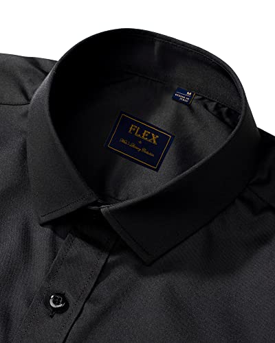Detalle de J.VER Black Long Sleeve Stretch Dress Shirt for Men – Non-Iron, Regular Fit