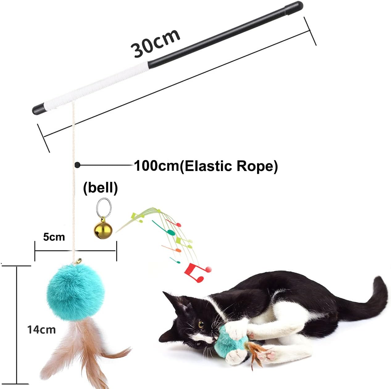 Thumbnail 3 de GingerUPer Cat Toy 6‑Pack: Feather Wand Set with Rainbow Wand for Indoor Cats