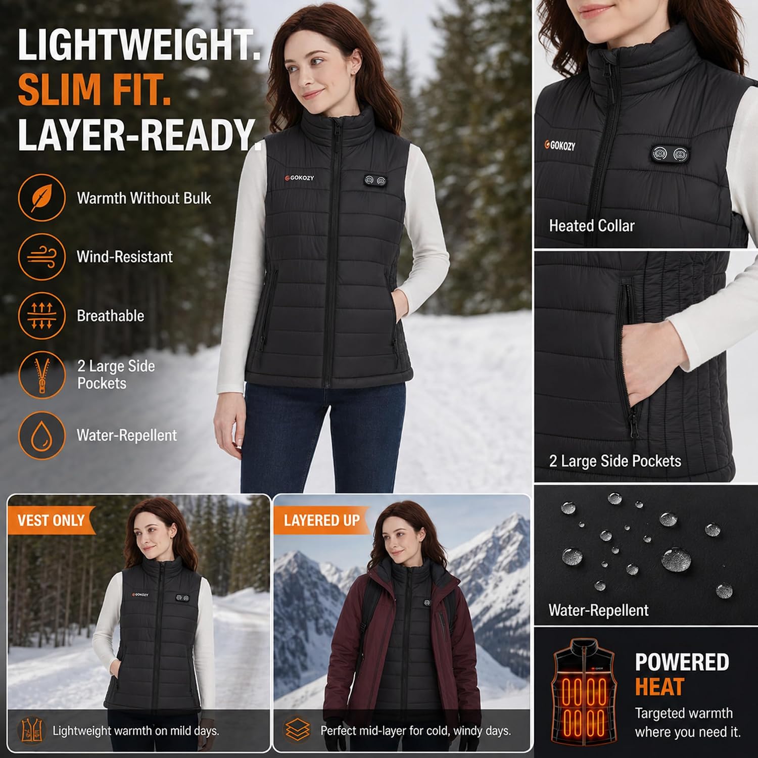 Thumbnail 6 de Gokozy Heated Vest with Battery Pack for Women, Lightweight with 3 Heat Settings