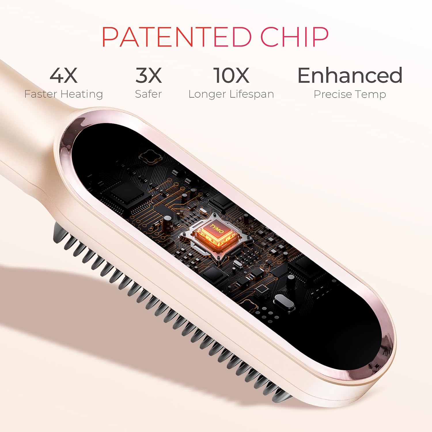 Thumbnail 3 de TYMO Hair Straightener Brush UK: 2-in-1 Flat Iron and Brush (Peach)