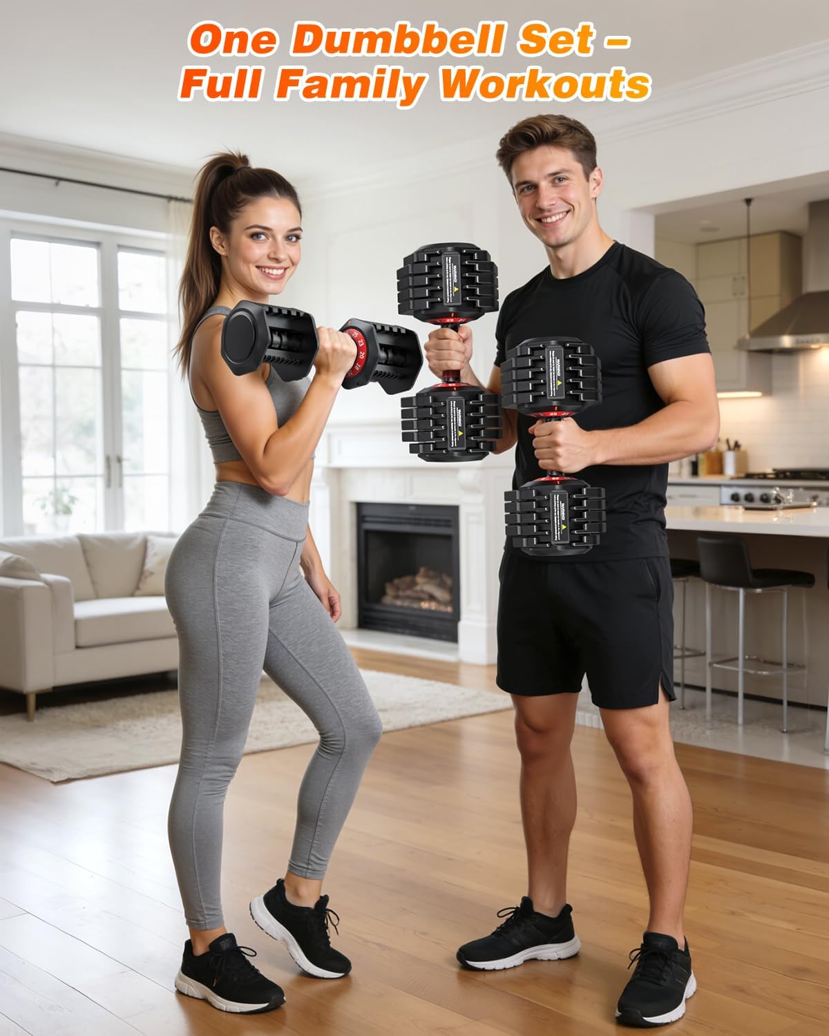Thumbnail 6 de Rendpas Adjustable Dumbbells, Quick-Lock Pair with Anti-Slip Handles, 5–25 lb