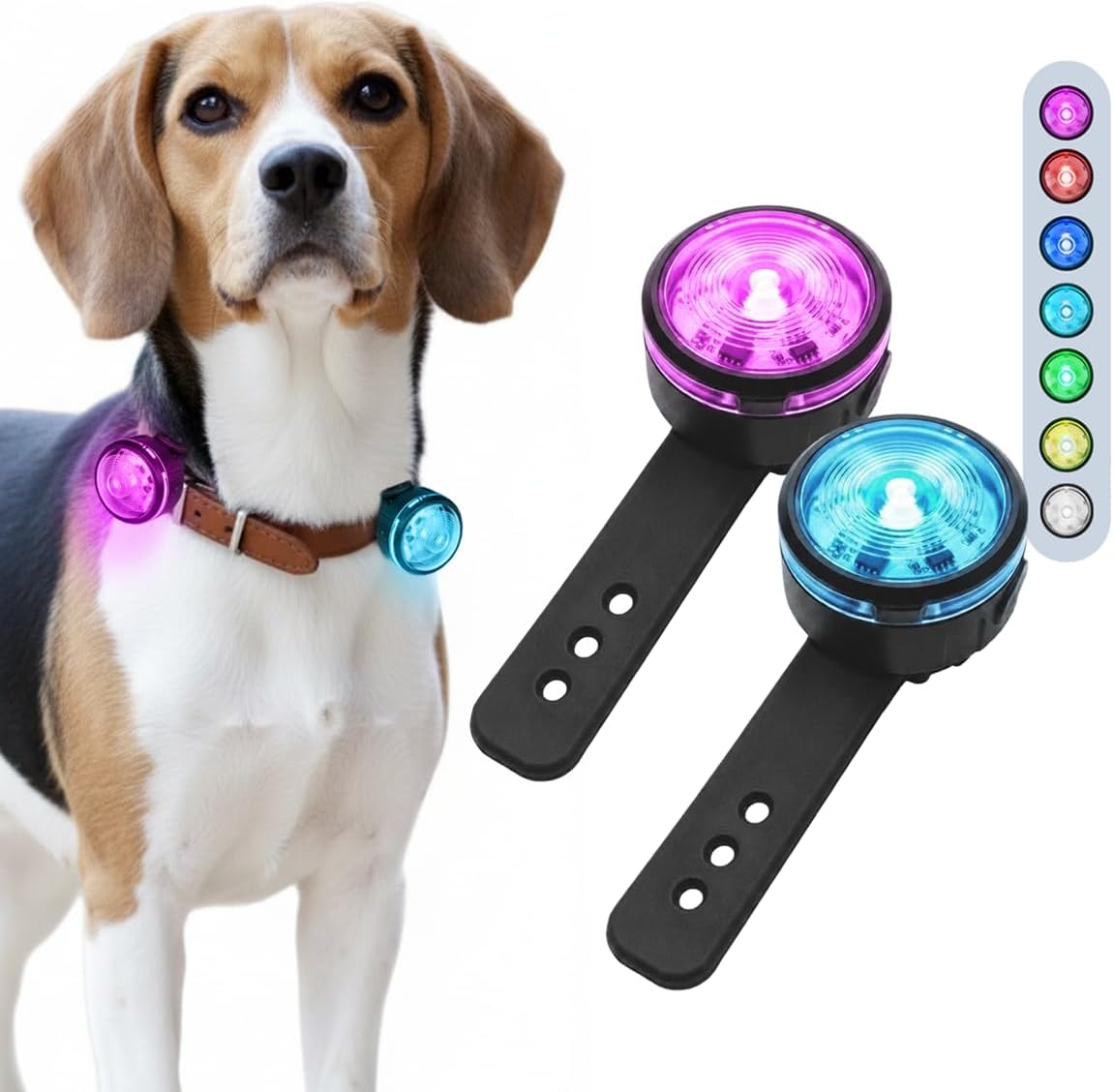 Detalle de PAJ GPS, PAJ LIGHT MINI – zestaw 2 lampek LED dla psów i kotów, 7 kolorów