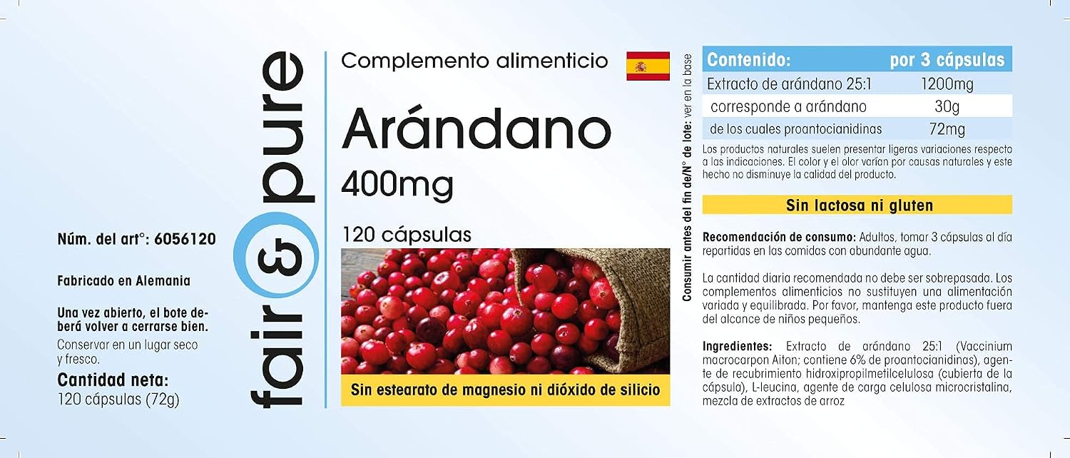 Detalle de Fair & Pure Cranberry Extrakt 1200 mg pro Tagesdosis — 120 Kapseln, vegan, hergestellt in Deutschland