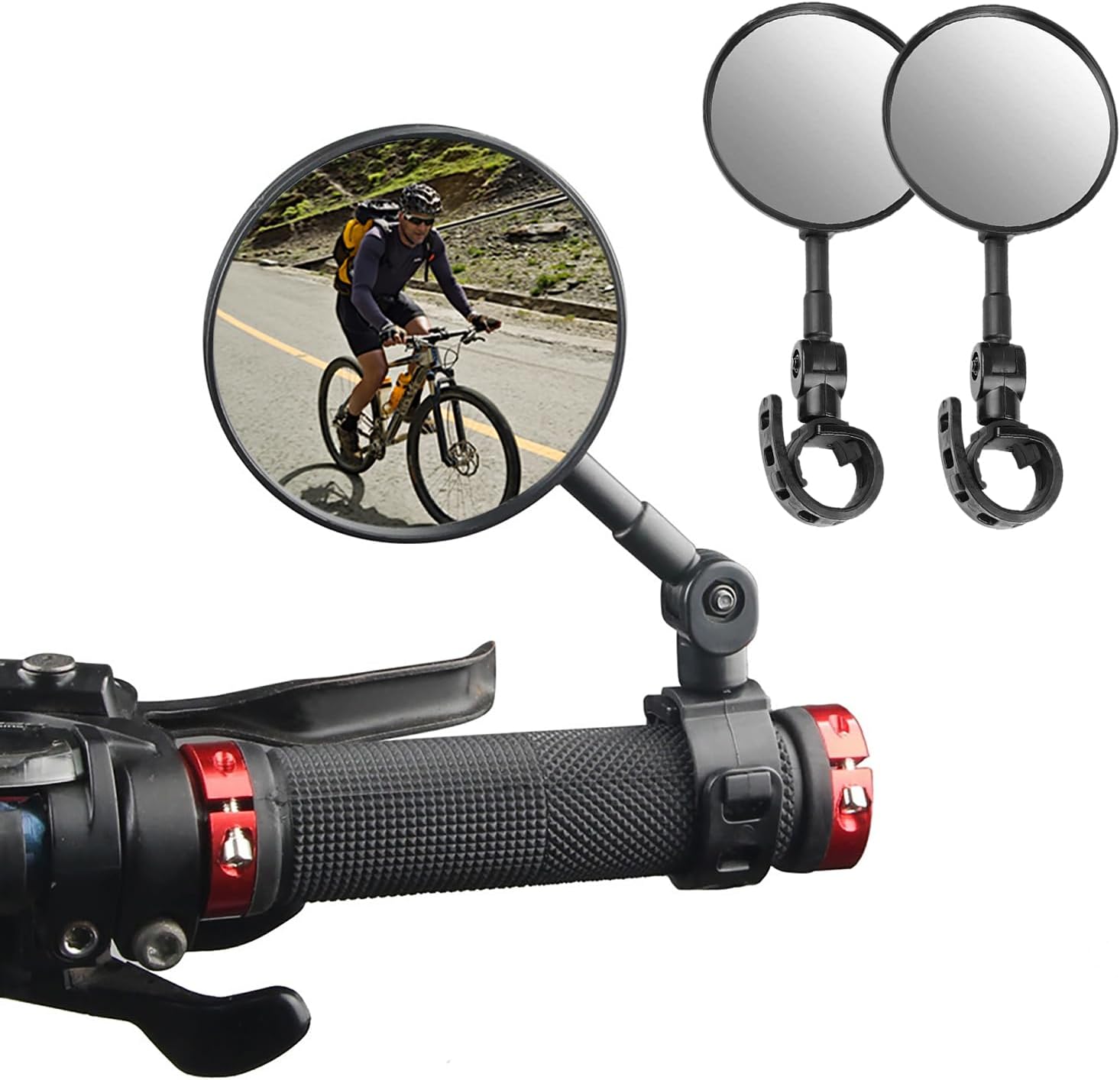 Thumbnail 2 de Xynovate 2 rétroviseurs vélo 360° réglables avec miroir convexe HD (paire)