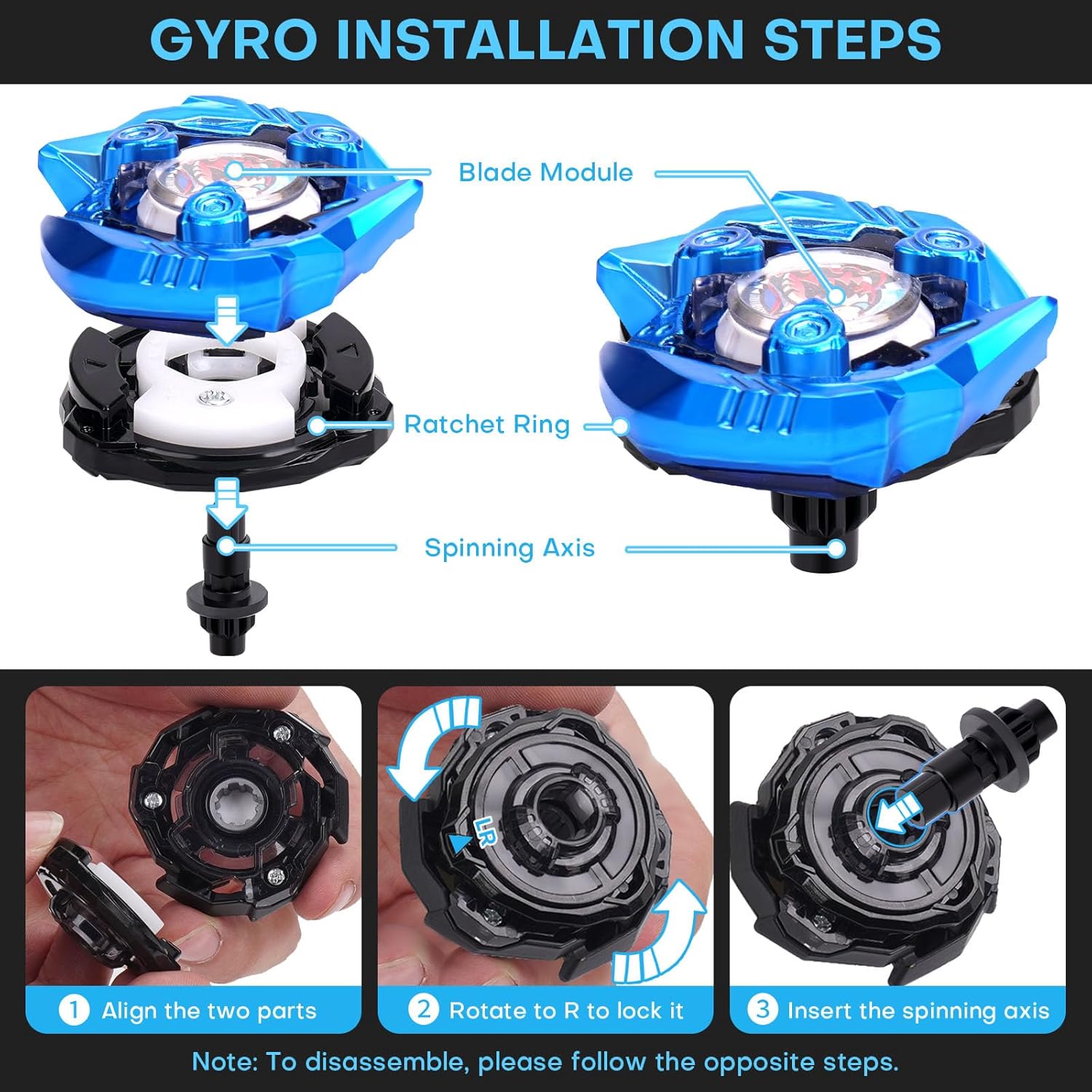 Thumbnail 1 de DEZAWRTY Gyro X Battle Set: 6 high-speed spinning tops and 2 X launchers starter pack