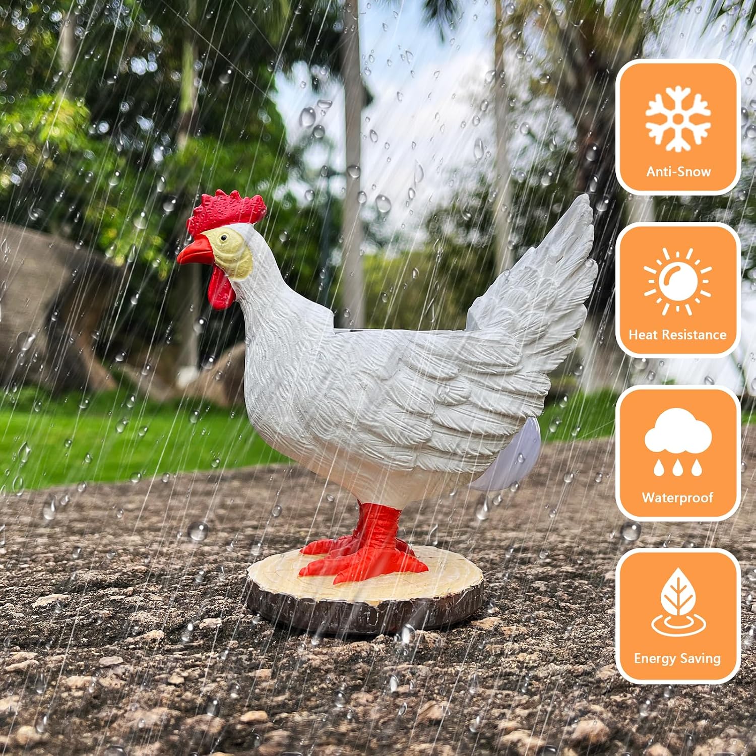 Detalle 2 de Solar Chicken Egg Lamp Garden Statue