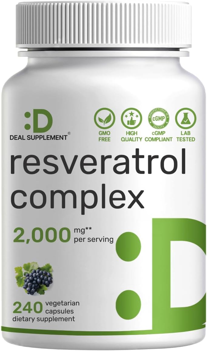 Detalle de DEAL SUPPLEMENT Resveratrol Supplement, 240 Veggie Capsules