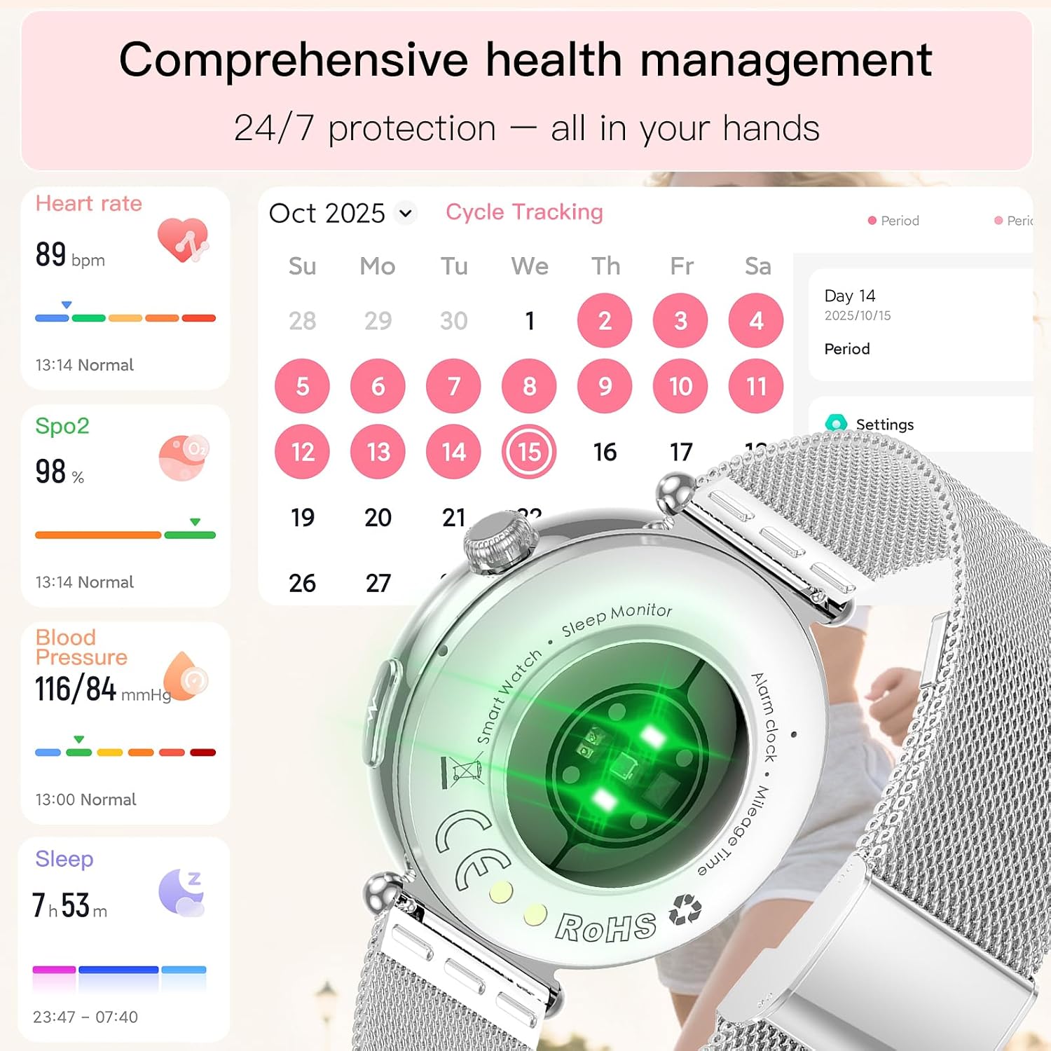 Thumbnail 3 de 2026 AI-GPT Smartwatch for Women with ECG and Health Tracking