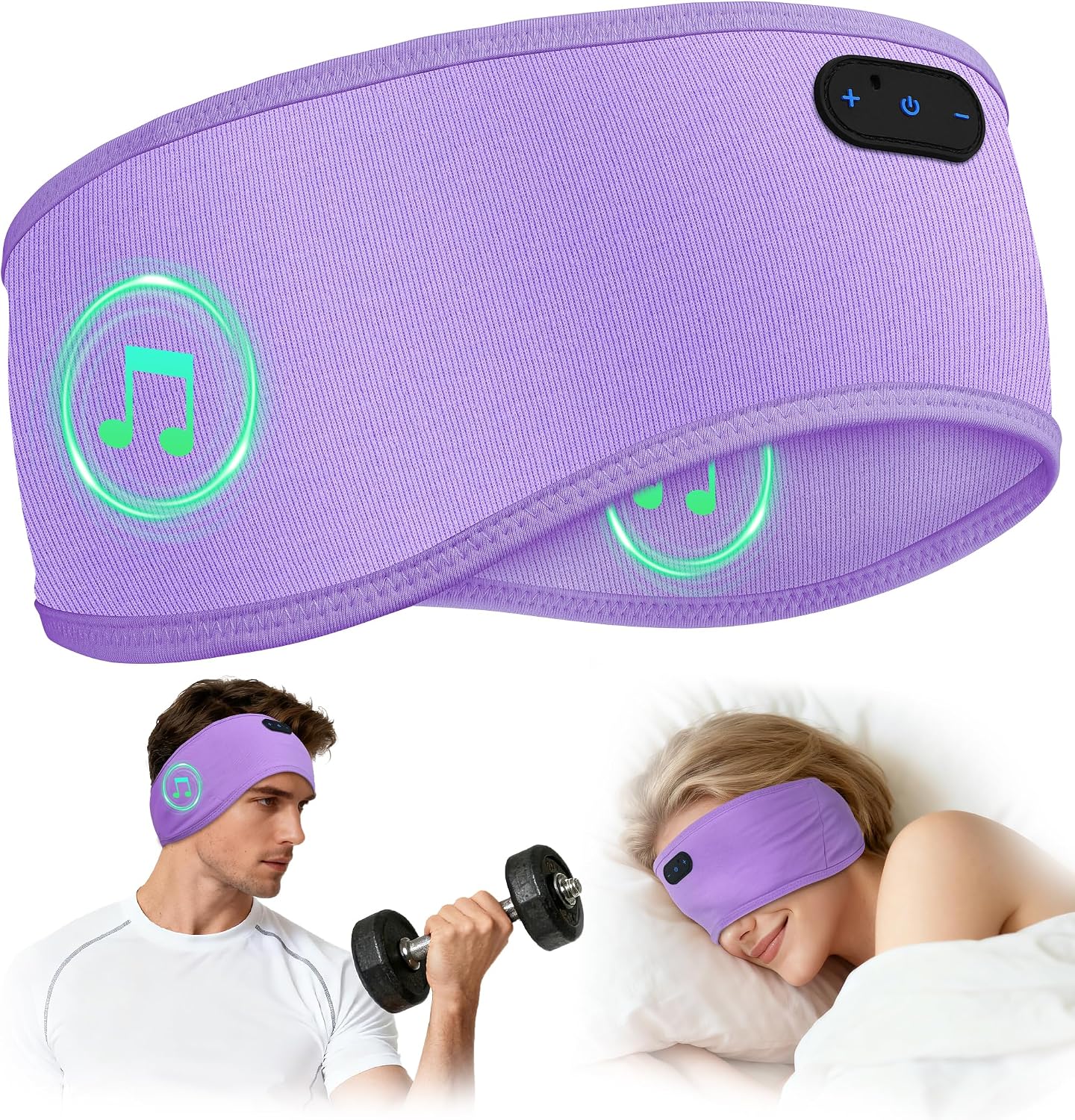 Detalle de MUSICOZY Bluetooth-Schlafkopfhörer als Stirnband aus Bambusviskose für Seitenschläfer